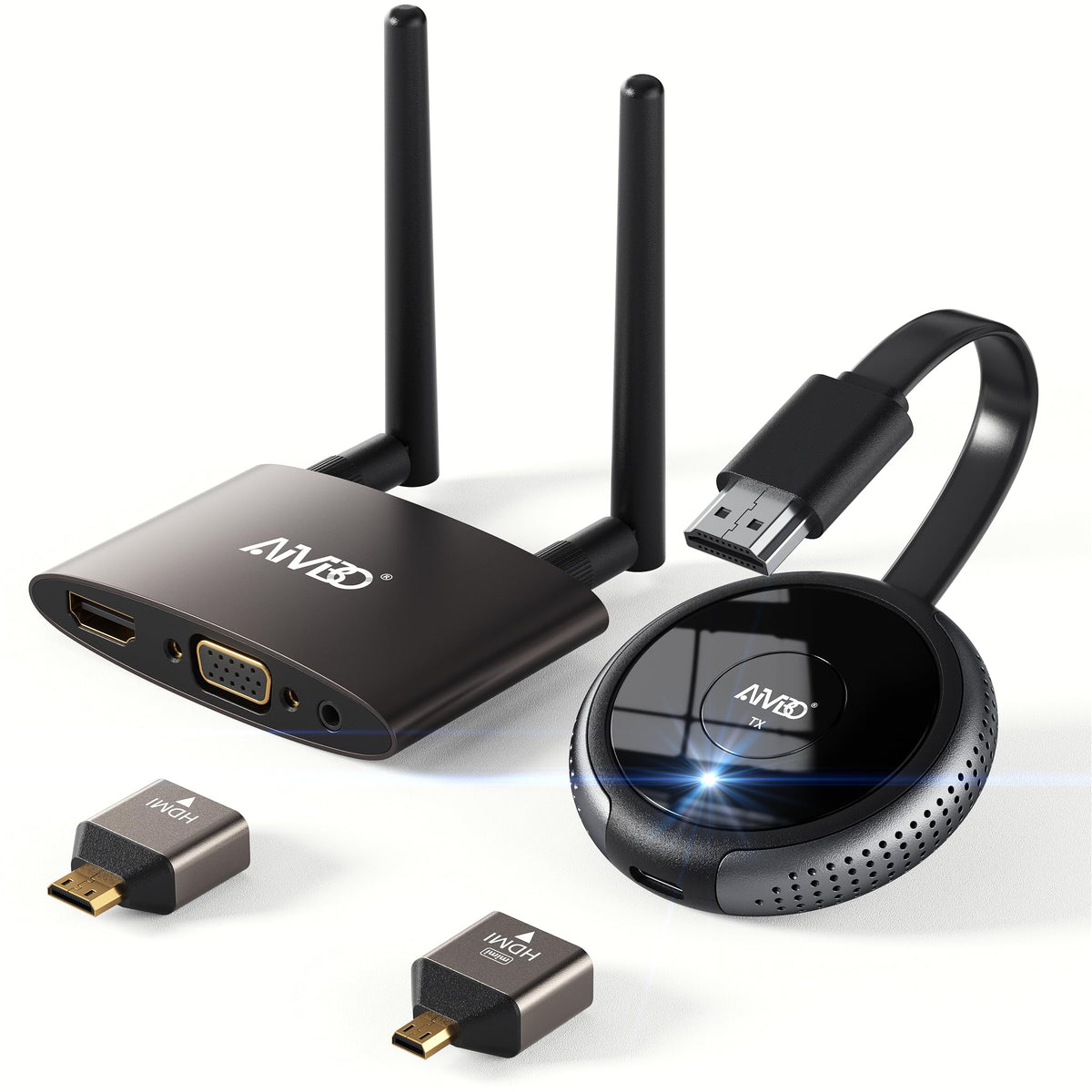 Wireless Hdmi Transmitter And Receiver Kit 4K, 165Ft/50M 2.4/5Ghz Hdmi Vga Video/Audio Dual Screen Transfer, Live Casting For Se