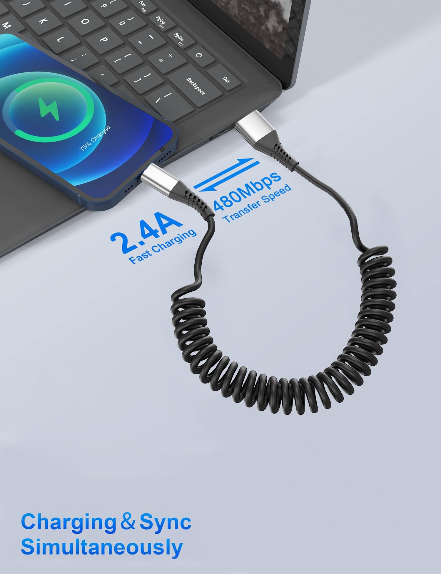 Acevien Coiled Lightning Cable For Car, [Mfi Certified] Short Retractable Iphone Charger Fast Charging Cord, 2 Pack 3Ft Usb A To