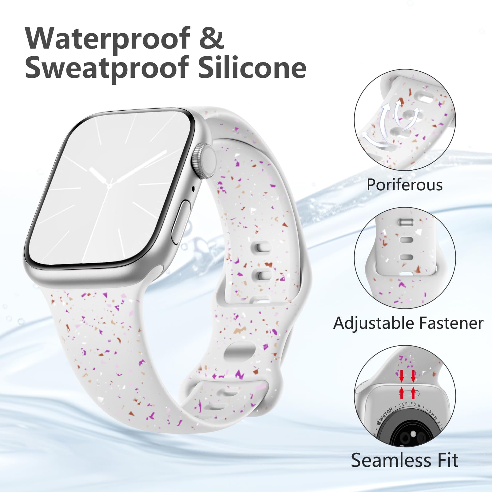 Imivio Sport Band Compatible With Apple Watch Bands For Women 38Mm 40Mm 41Mm 42Mm 44Mm 45Mm 49Mm For Women Men, Soft Silicone Wa