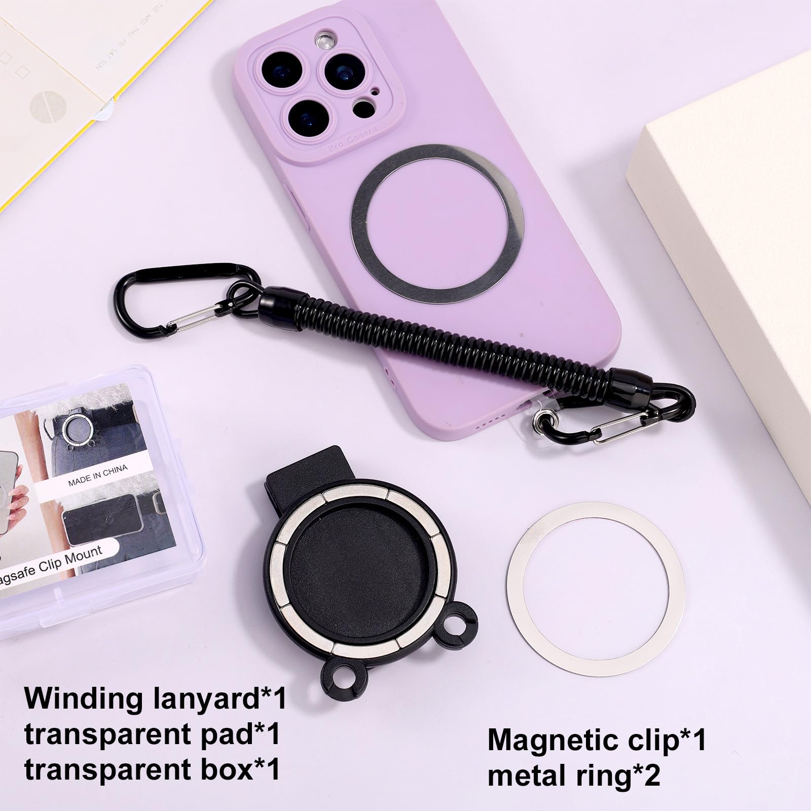 Lyreh Backpack Strap Magnetic Clip For Cellphone, Magnetic Phone Holder With Safety Strap Phone Bag Shoulder Clip For Mountainee