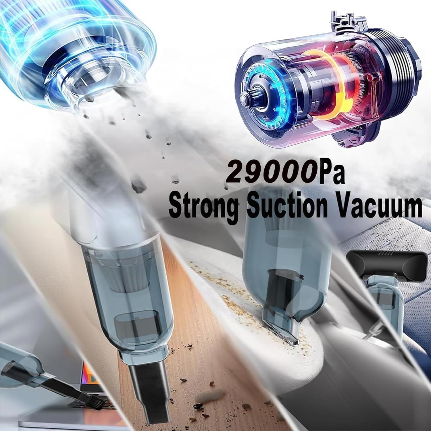 Airified Pro Car Vacuum, 3 In 1 New Pro V2 Portable 29000 Pa Suction Air Blower/Car Vacuum, Rechargeable High Power Cordless Vac