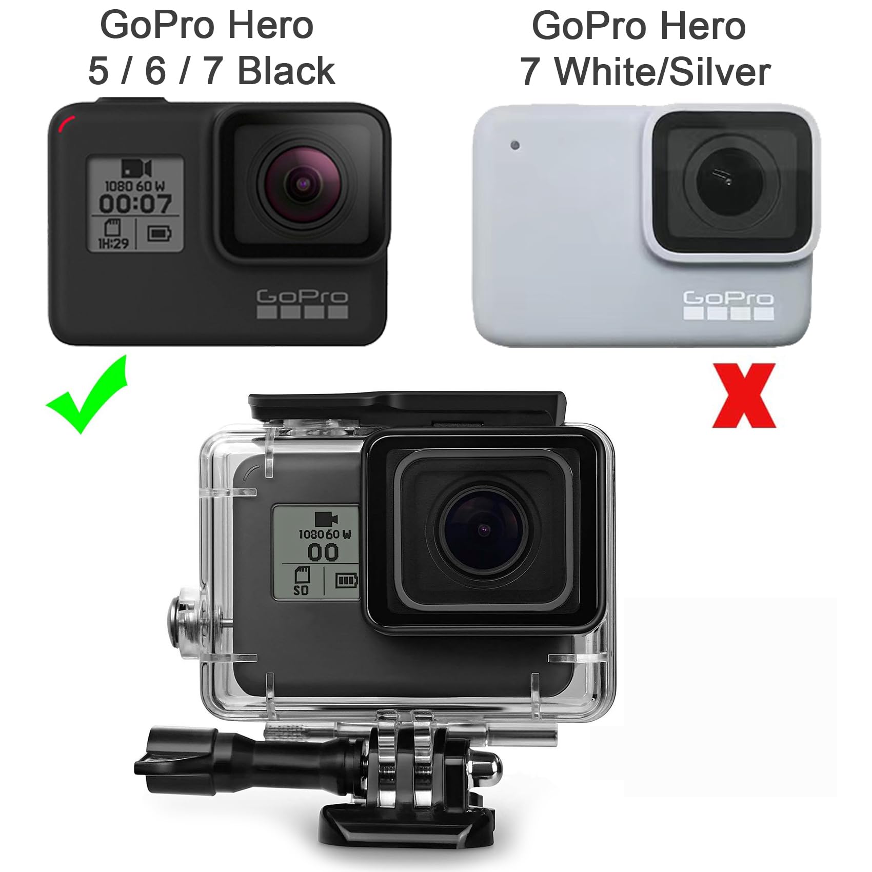 Okfun 60M/196Ft Waterproof Housing Case For Go Pro Hero 7/6/5 Black(2018), Waterproof Case Diving Protective Housing Shell With