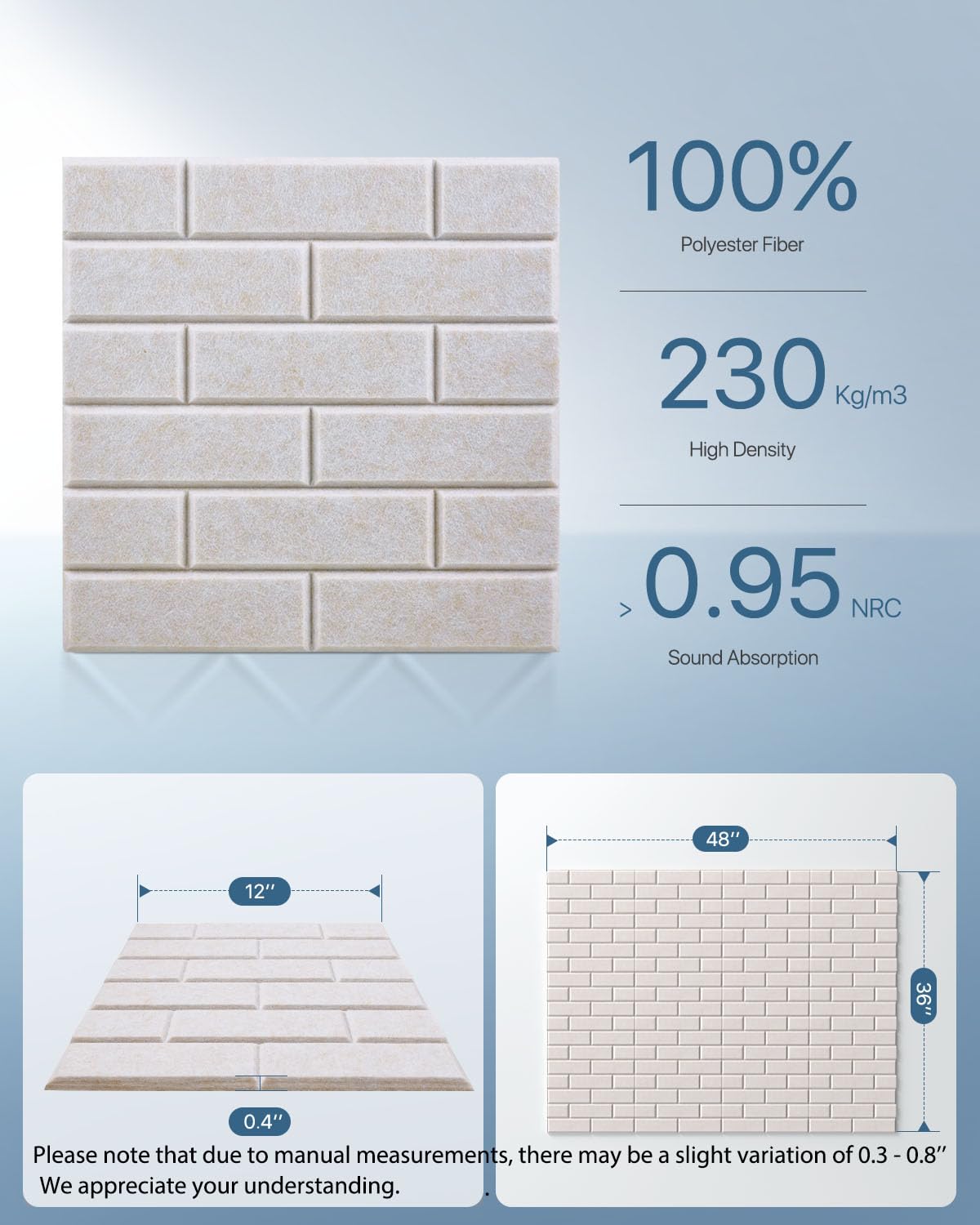 Soundproof Wall Panels, Kuchoow Sound Proof Panels For Walls, 12 Pack High Density Acoustic Panels Sound Absorbing Self Adhesive