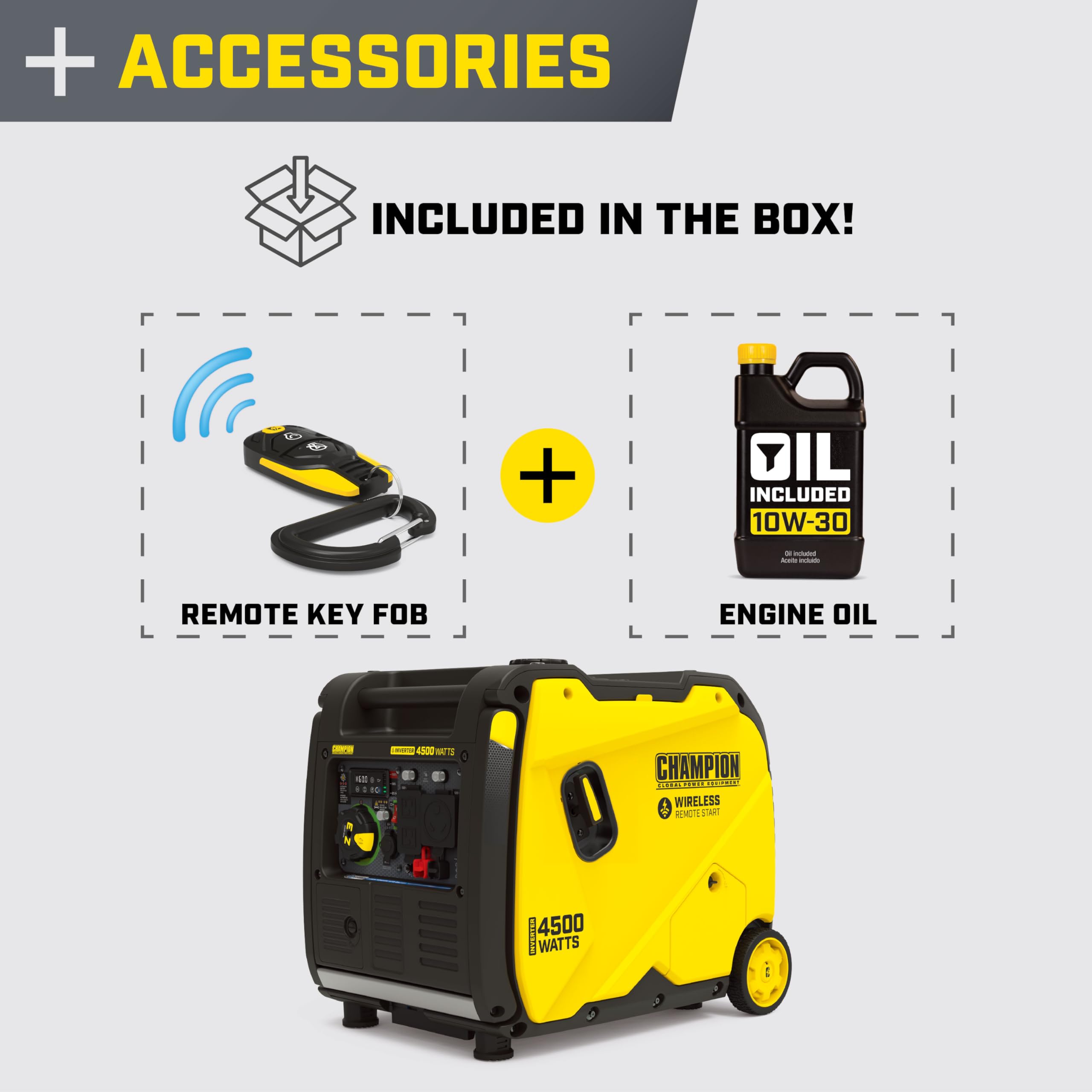 Champion Power Equipment 4500 Watt Wireless Remote Start Inverter Generator With Quiet Technology And Co Shield