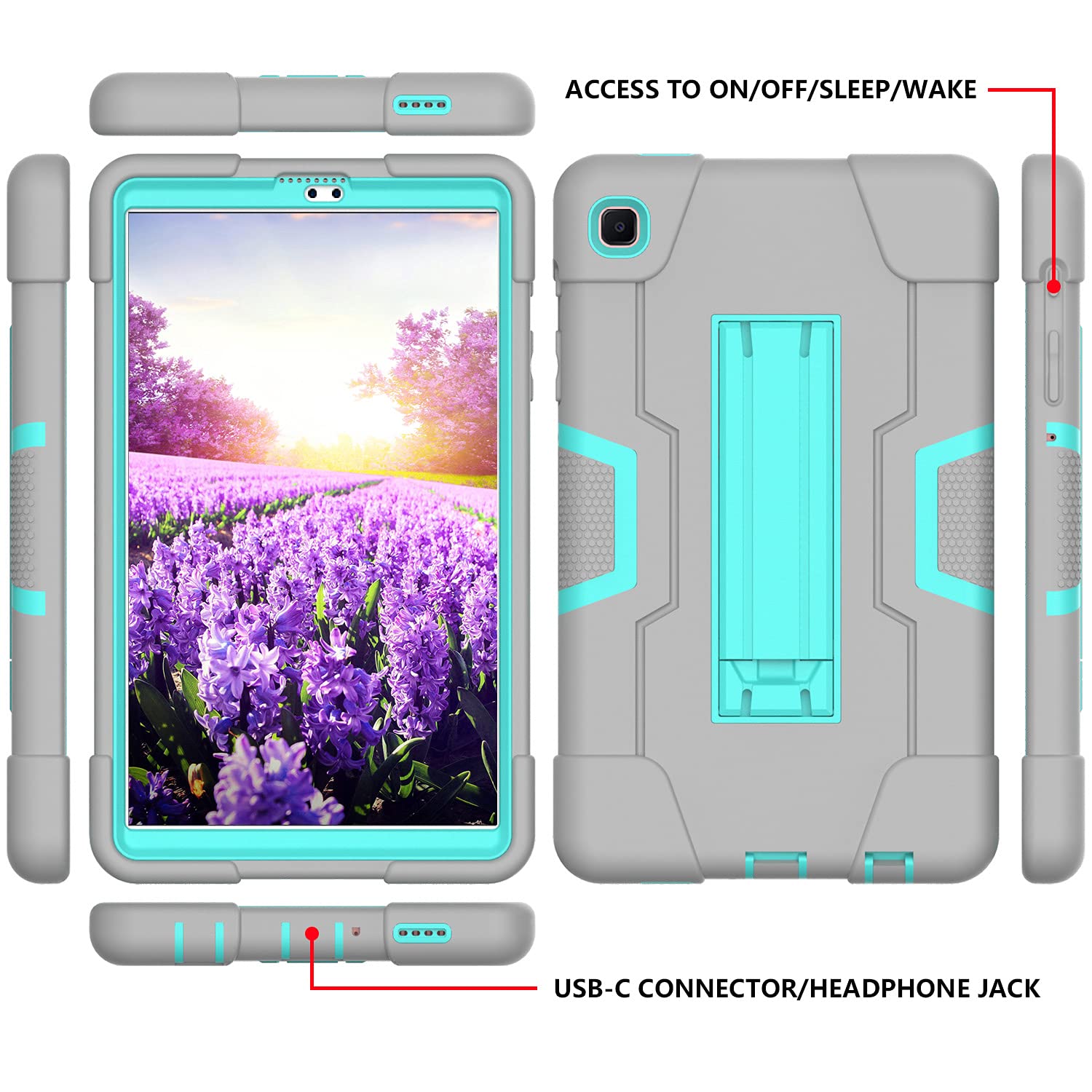 Meifei Case For Samsung Galaxy Tab A7 Lite 2021, For Galaxy Tab A7 Lite Case 3 In 1 Heavy Duty Kickstand Silicone Hybrid Protect