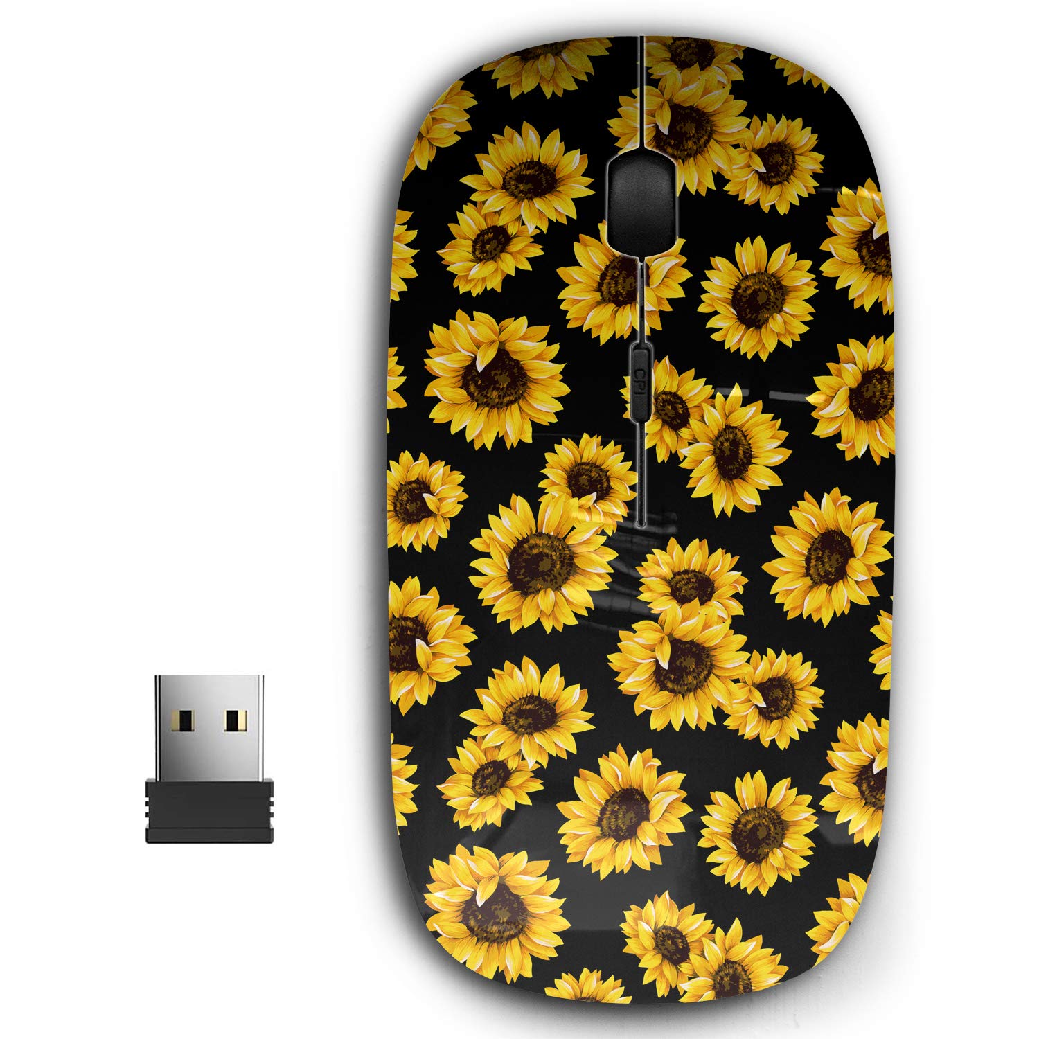 Kawamouse 2.4G Ergonomic Portable Usb Wireless Mouse For Pc, Laptop, Computer, Notebook With Nano Receiver (Sunflower)