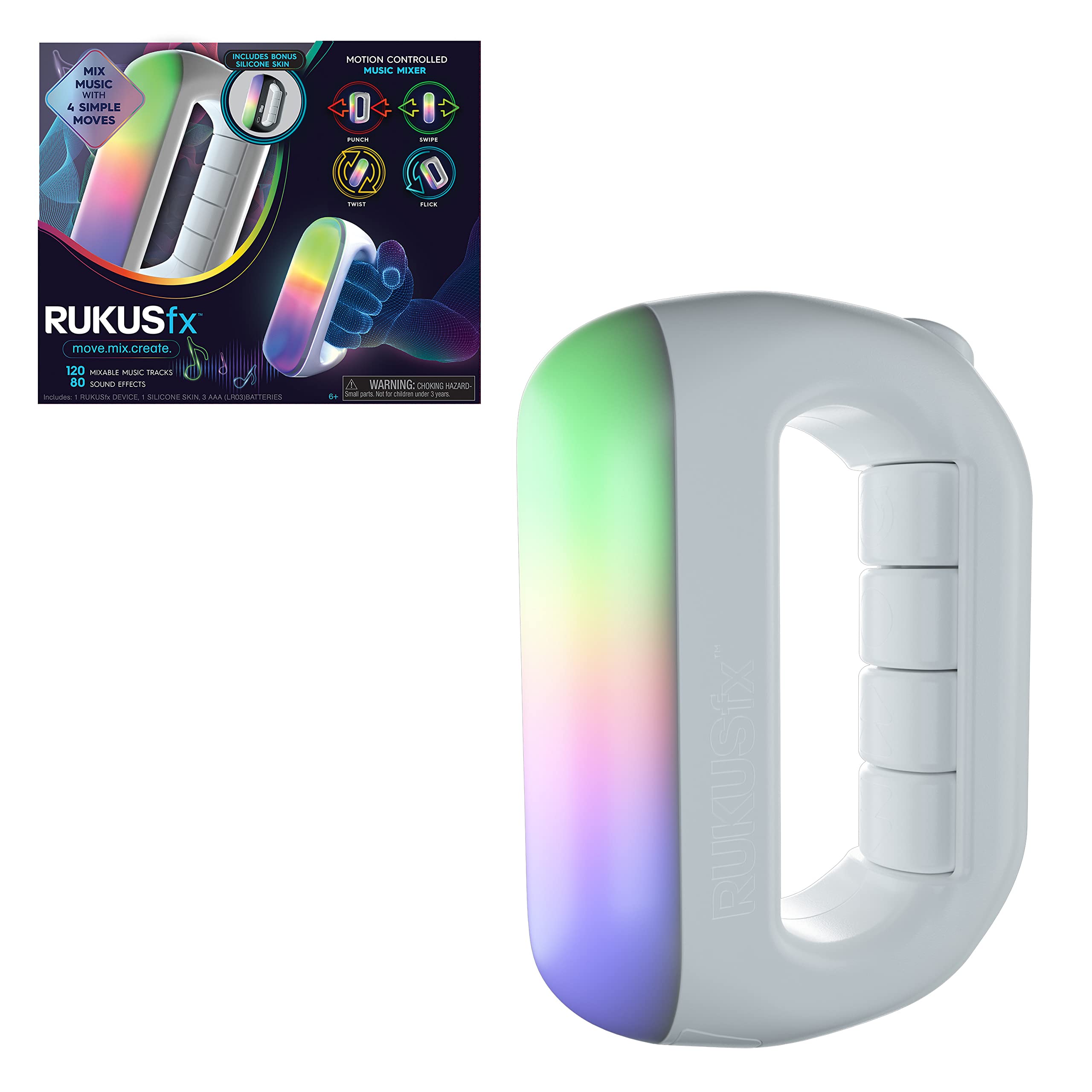 Rukus Just Play Rukusfx Motion Controlled Music Mixer, Lights And Sounds Music, With Bonus Skin, Multicolor