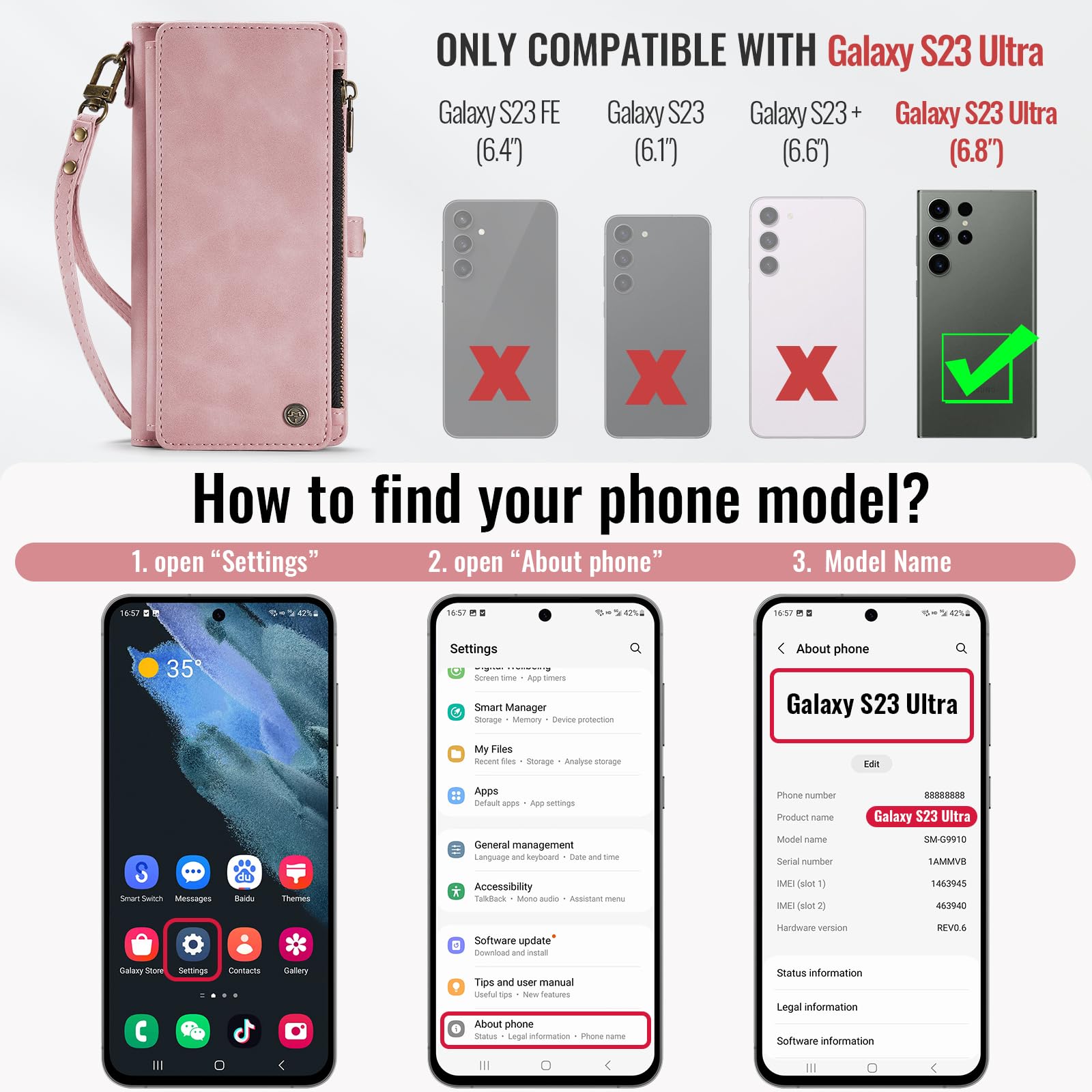 Defencase For Samsung Galaxy S23 Ultra Case, For Samsung S23 Ultra Wallet Case For Women Men, Fashion Pu Leather Magnetic Flip S