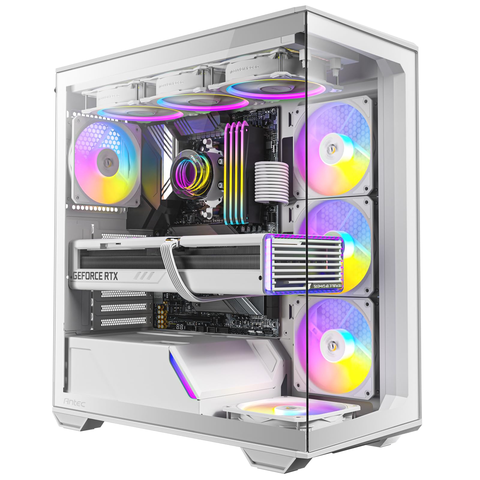 Antec C3 Argb White, 3 X 120Mm & 1 X 120Mm Argb Pwm Fans Included, Up To 8 Fans Simultaneously, Type C,Seamless Tempered Glass F