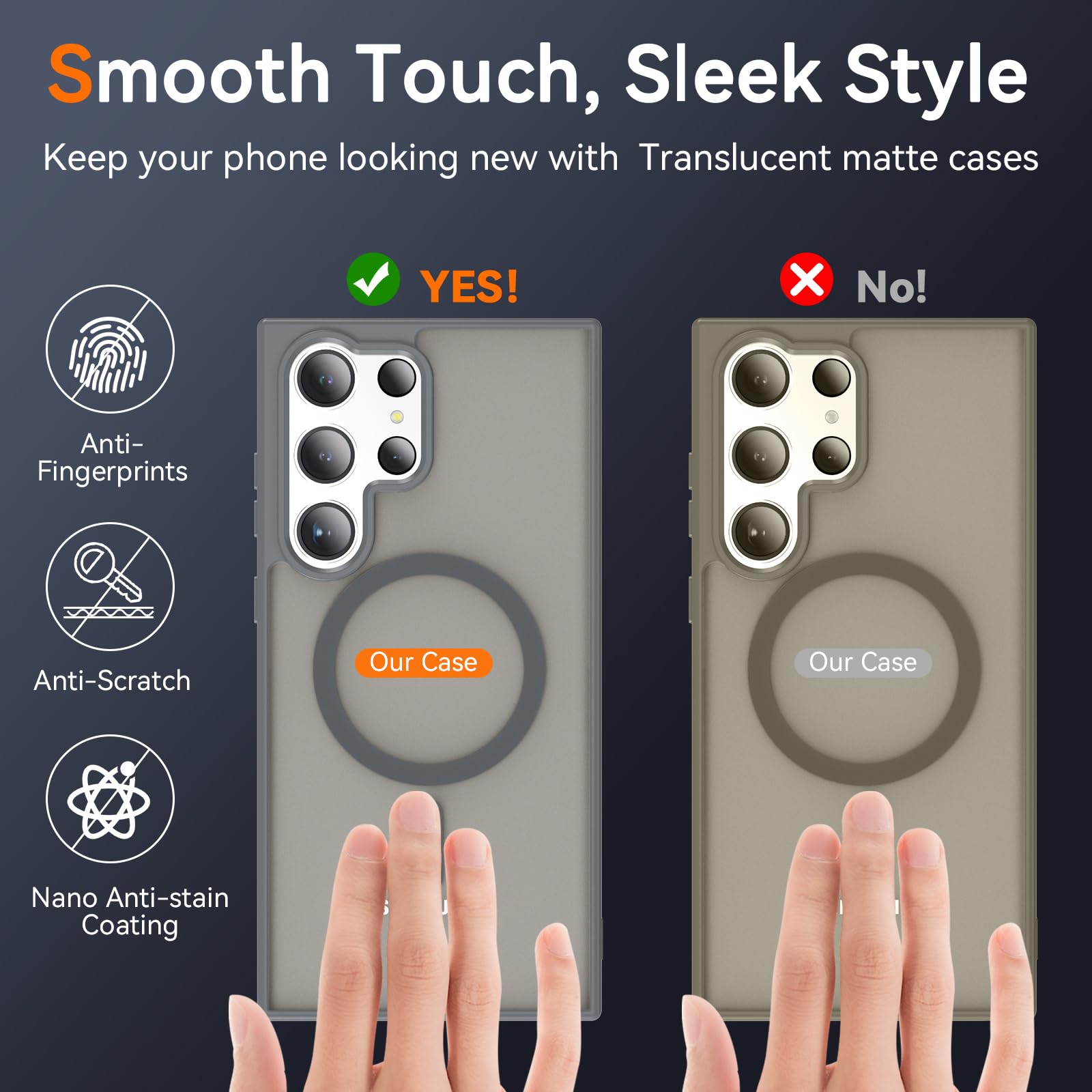 Owkey S23 Ultra Case 6.8'', Magnetic Samsung Galaxy S23 Ultra Case For Magsafe, [Shockproof Military] Translucent Back Slim Bump