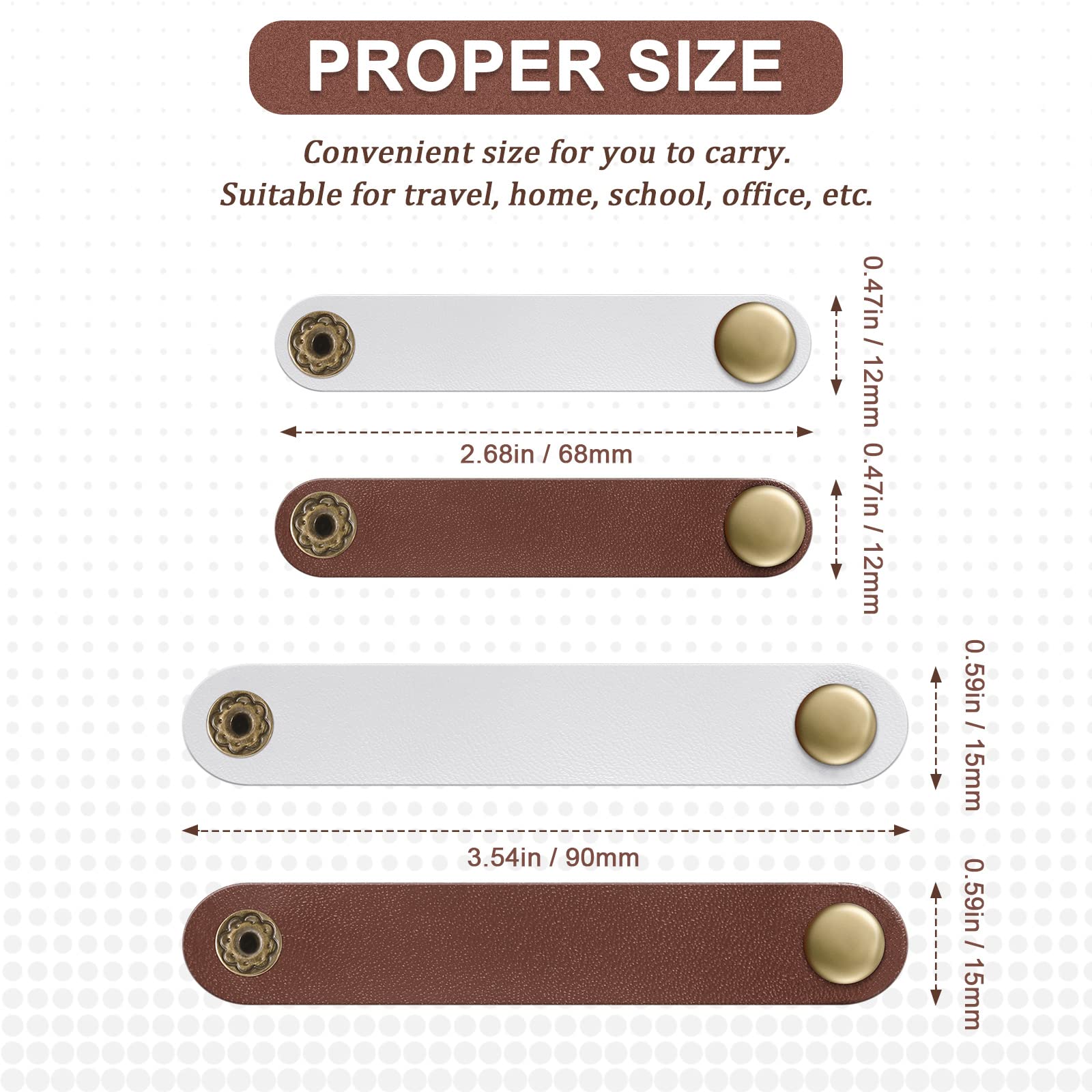 52 Pieces Pu Leather Cable Straps, Earbud Cord Organizer, Pu Leather Handmade Portable Usb Cord Holder, Earphone Cable Tie Cable