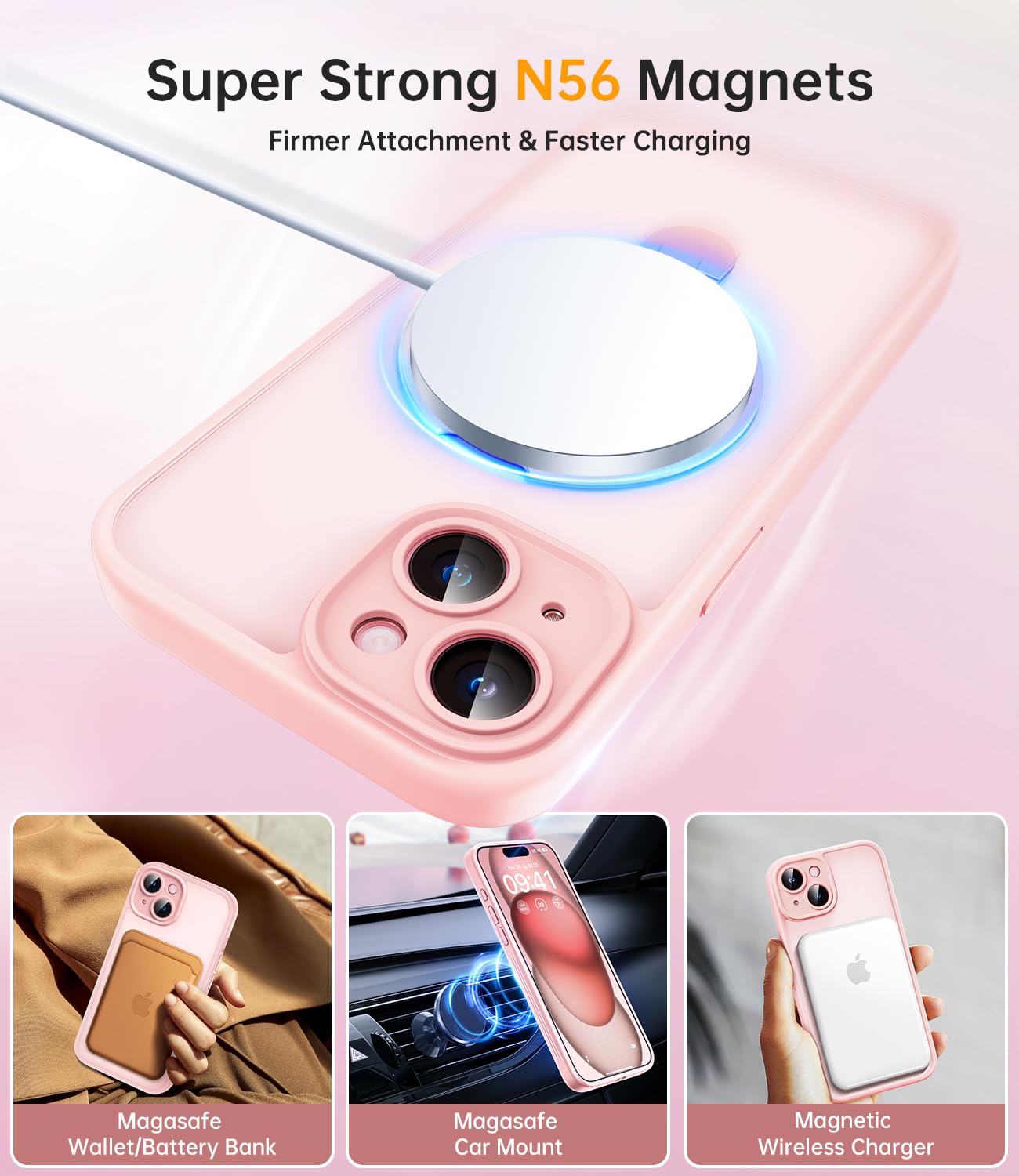 Jueshituo For Iphone 15 Case With Magnetic Stand [Full Camera Protection] [Compatible With Magsafe] Mil Grade Shockproof Slim Ma