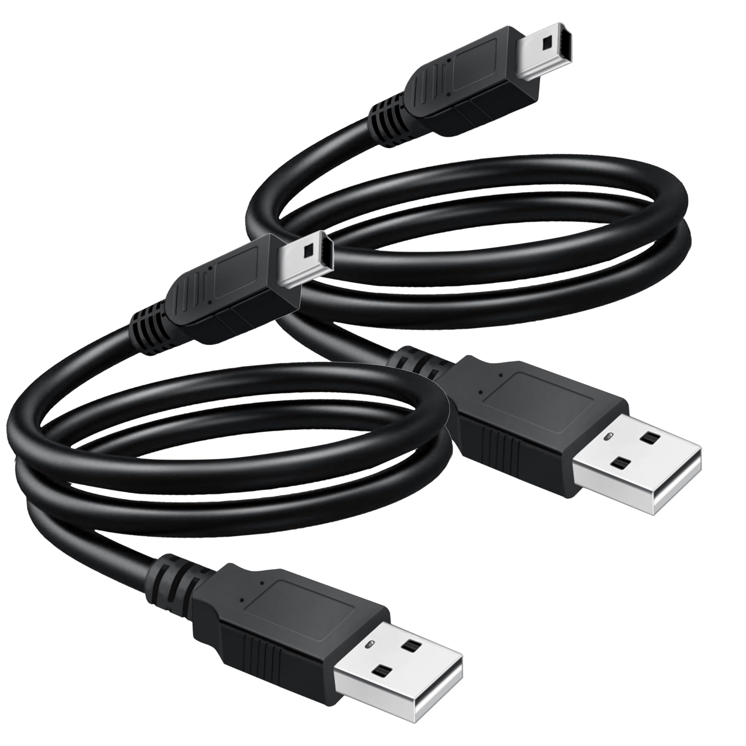 Saitech It 2 Pack Usb 2.0 A To Mini 5 Pin B Cable For External Hdds/Camera/Card Readers/Mp3 Player Black  35Cm(1 Feet)