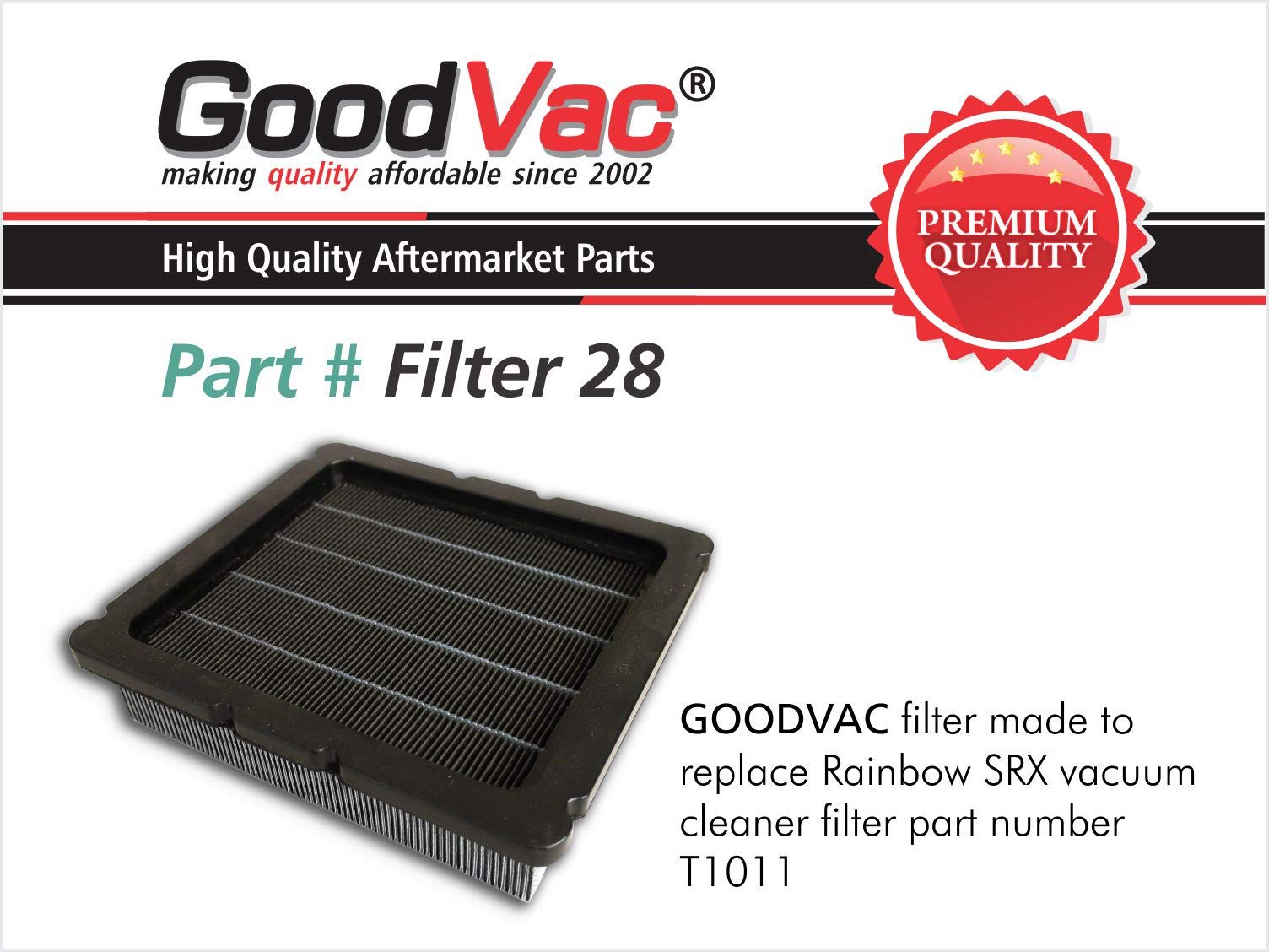Goodvac Replacement Hepa Filter Made To Fit Rainbow Srx Vacuum Cleaners Replaces Oem T1011