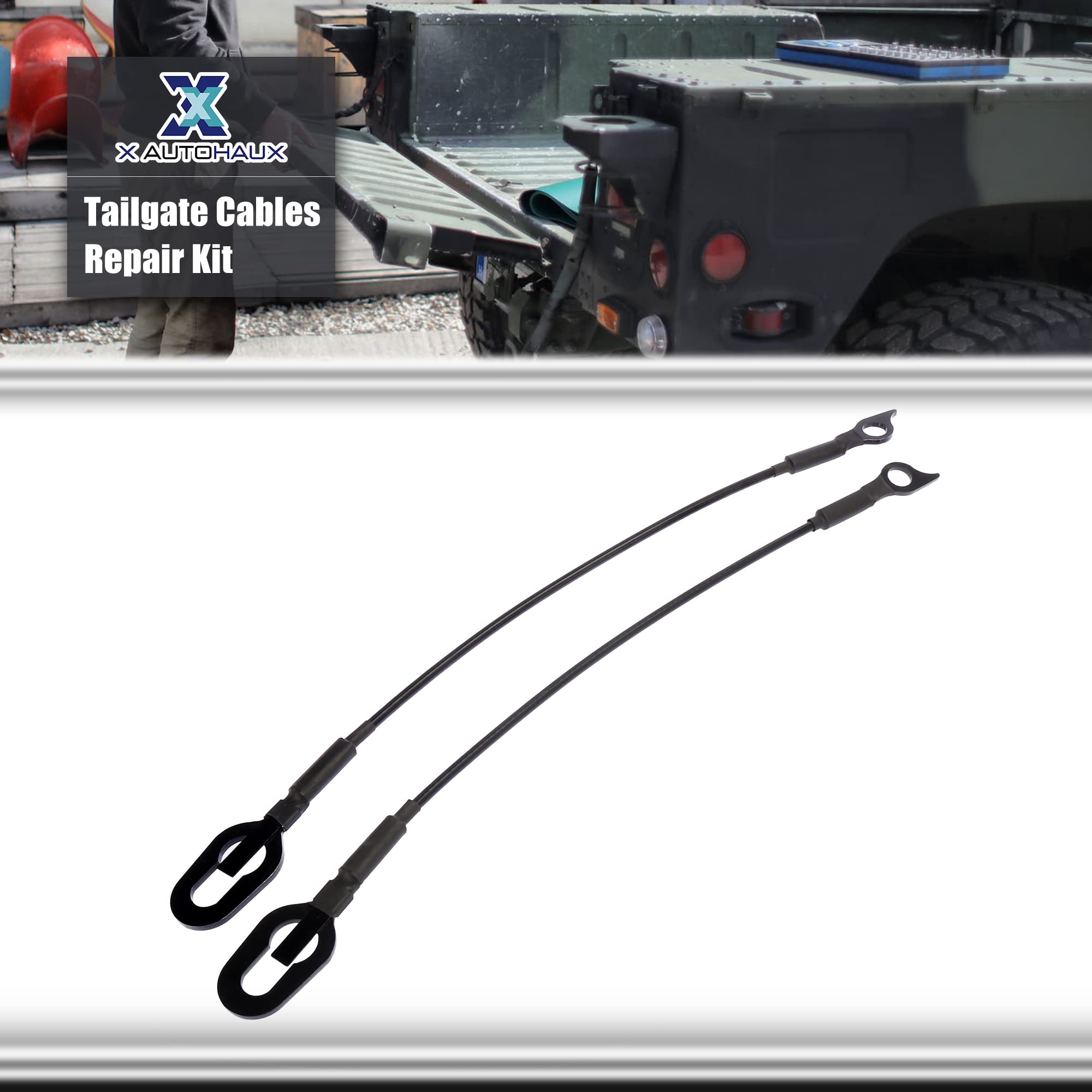 X Autohaux Pair Rear Tailgate Cables Lift Gate Support Straps Pickup For Dodge For Ram 1500 2500 3500 1994-2002 55345124Ab 55345