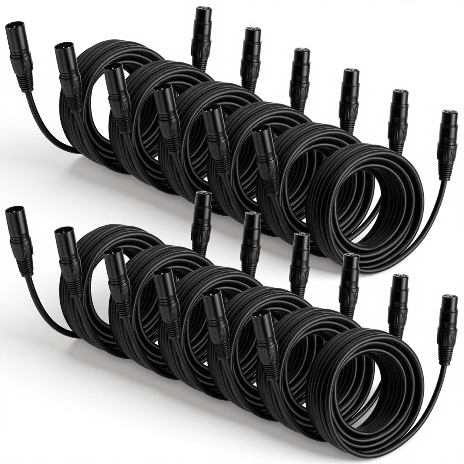 Relaxweex 12 Pcs 25 Feet XLR Cable, 3Pin XLR Male to Female, Black