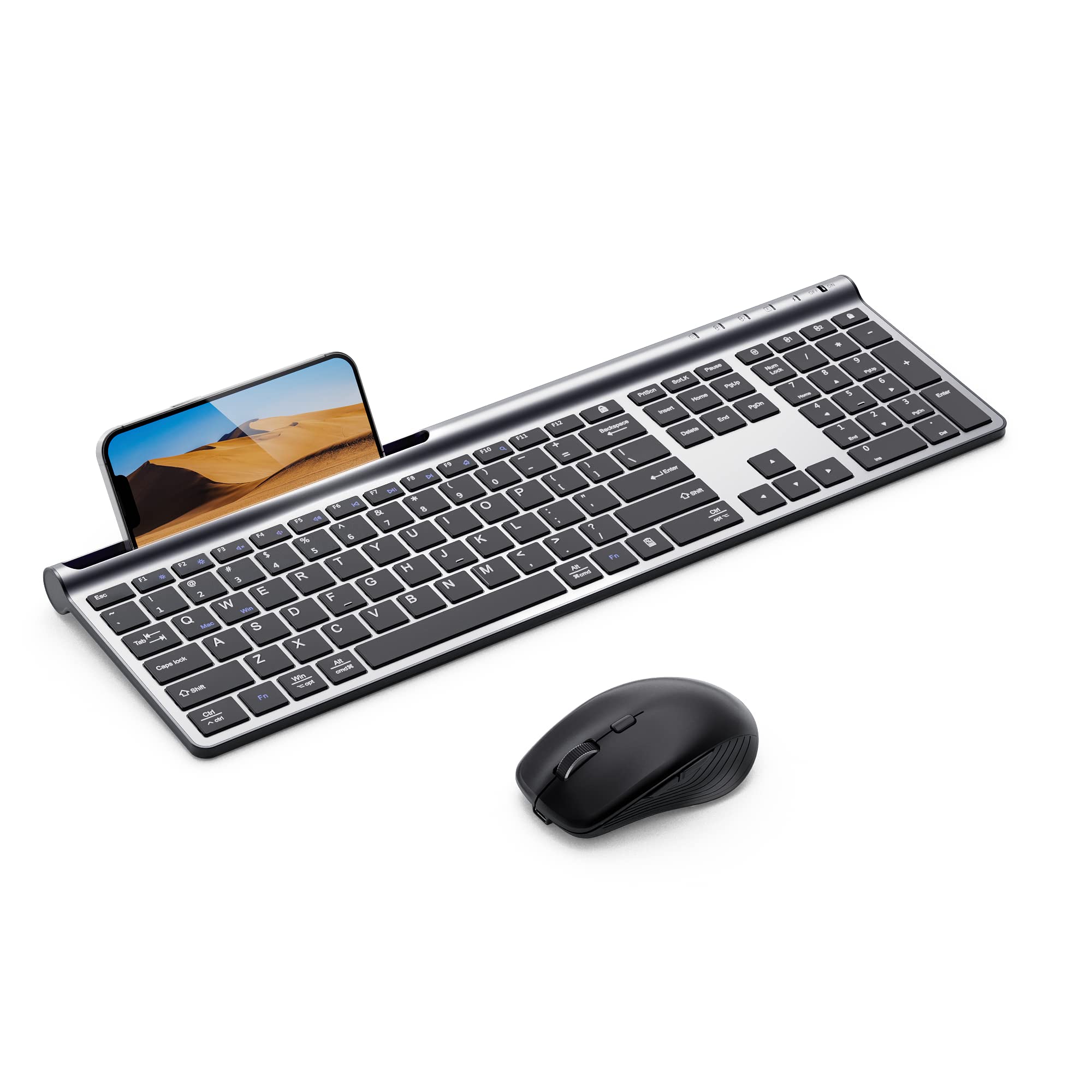Wireless Keyboard And Mouse Combo, Samsers Ultra Slim Rechargeable Dual Mode (Bluetooth 5.0X2 +2.4G) Silent Keyboard And Mouse S