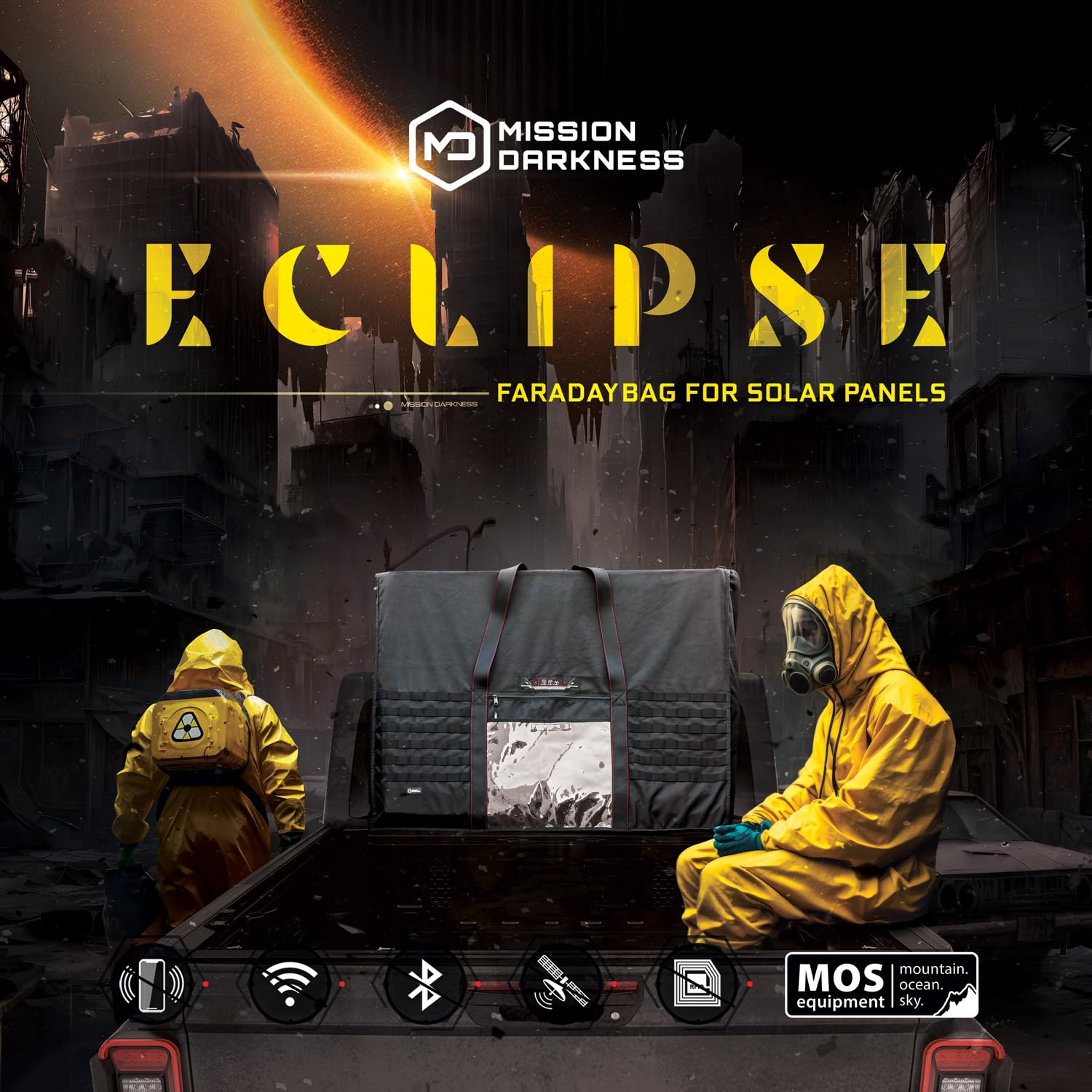 Mission Darkness Eclipse Faraday Bag For Solar Panels & Extra Large Electronics // Military Grade Rf Shielding Case Designed For