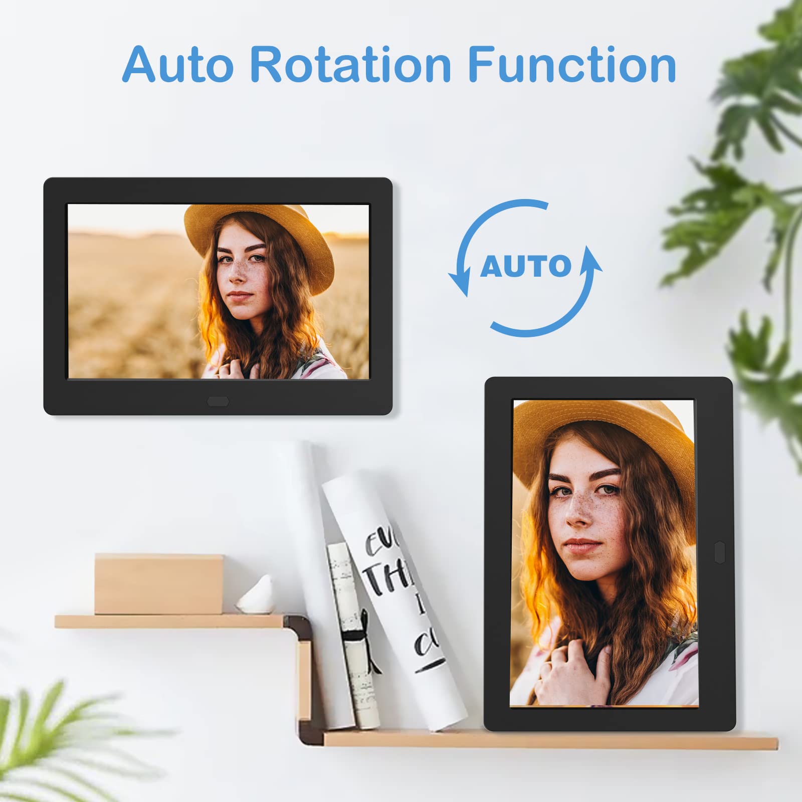 Atatat Digital Picture Frame With High Resolution 1280X800 16:9 Ips Screen/1080P 720P Video Player/Stereo/Mp3/Auto Rotate/Calend