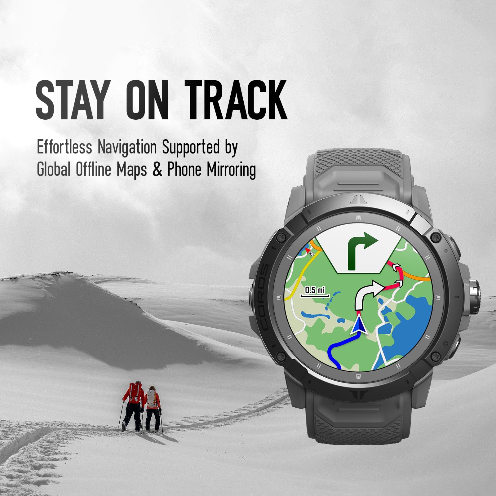Coros Vertix 2S Adventure Gps Watch, 40 Days Battery Life, Gps Navigation With Global Offline Maps, Route Planner, Heart Rate Mo