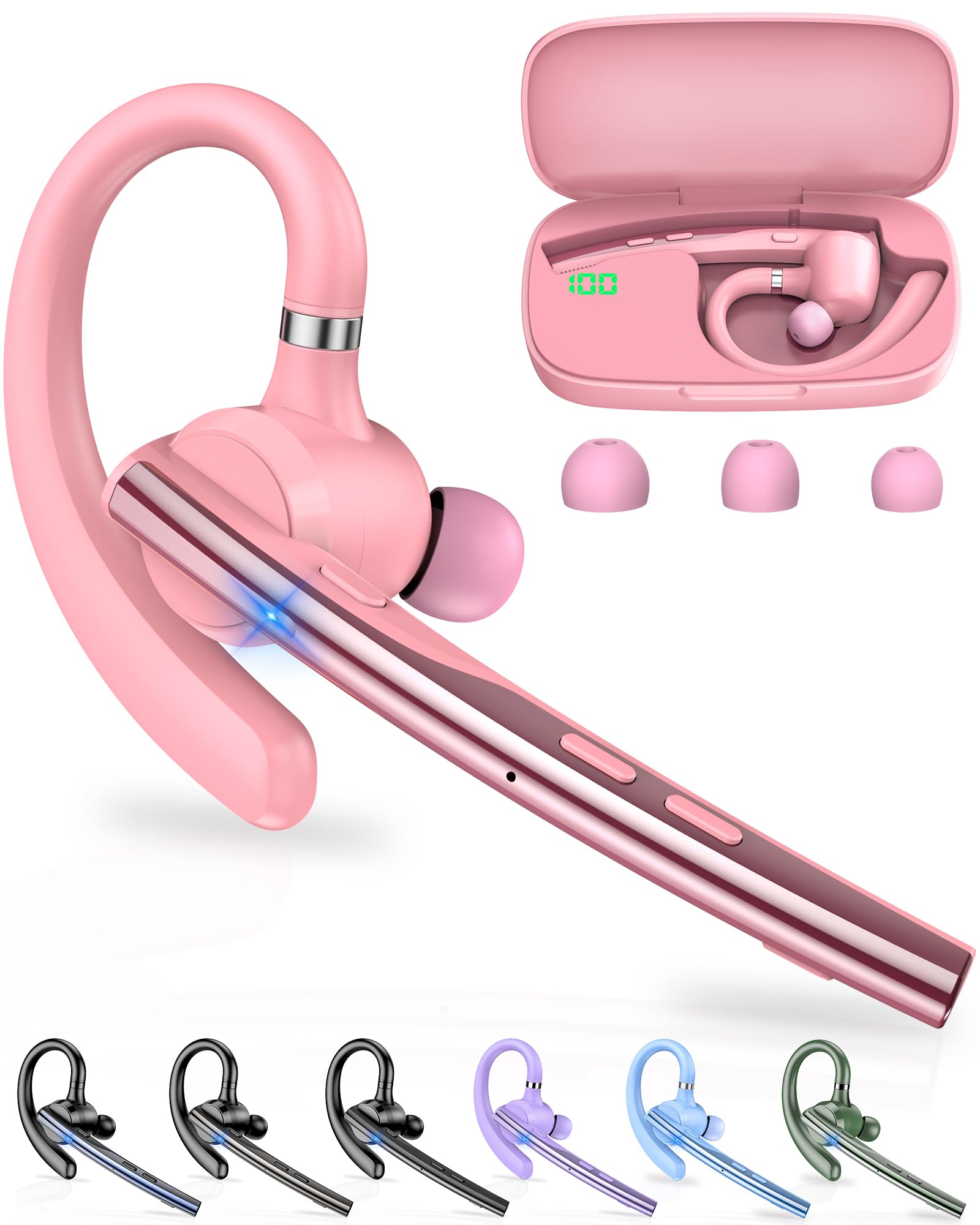 New Bee Bluetooth Headset V5.1 72H Talk Time Dual Mic with Mute Button for Business, Wireless HandFree Bluetooth Earpiece with 