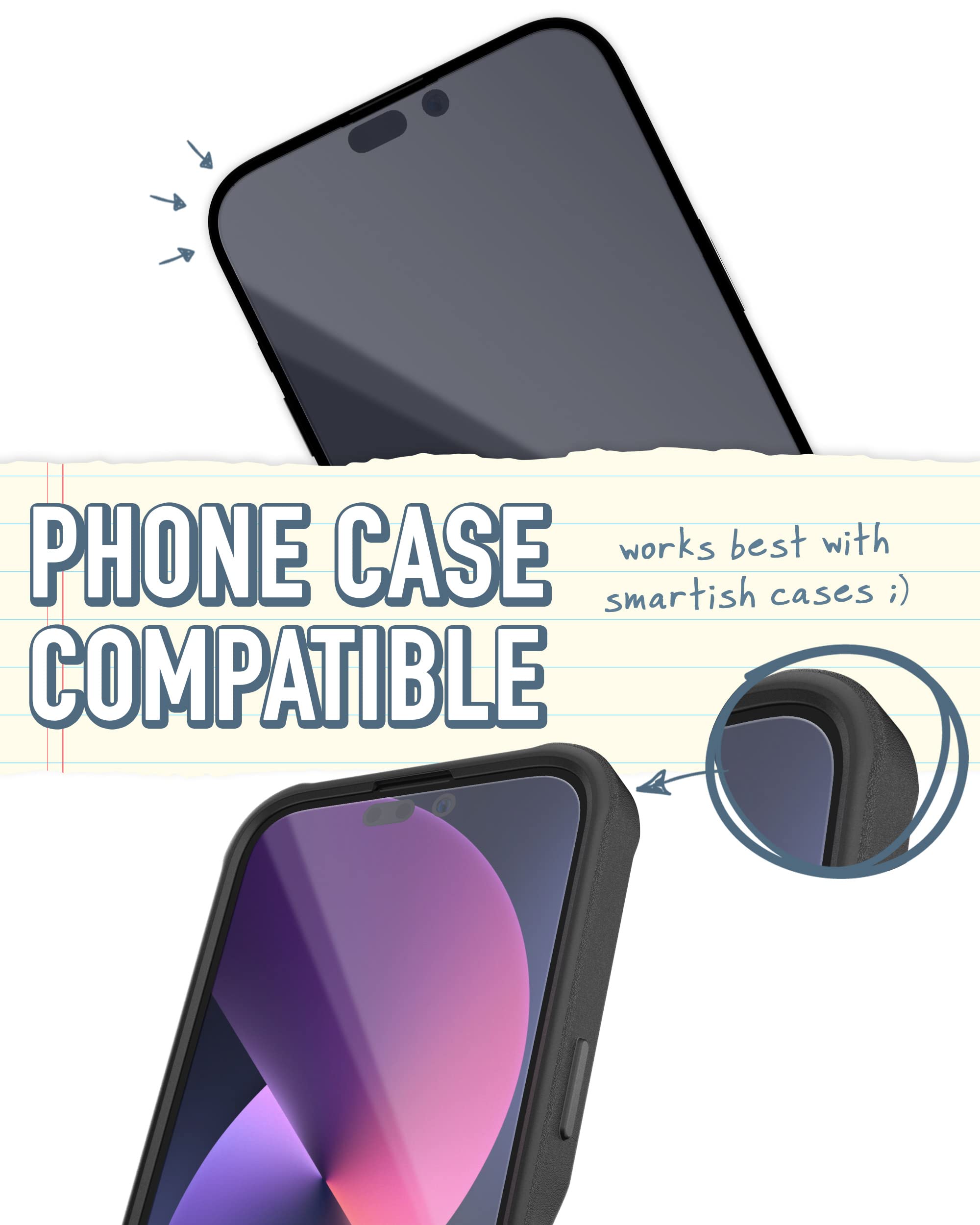 Smartish 2-Pack Tempered Glass Screen Protector For Iphone 14 Pro Max - Tuff Sheet - Easy Install Frame [Scratch Resistant] Case