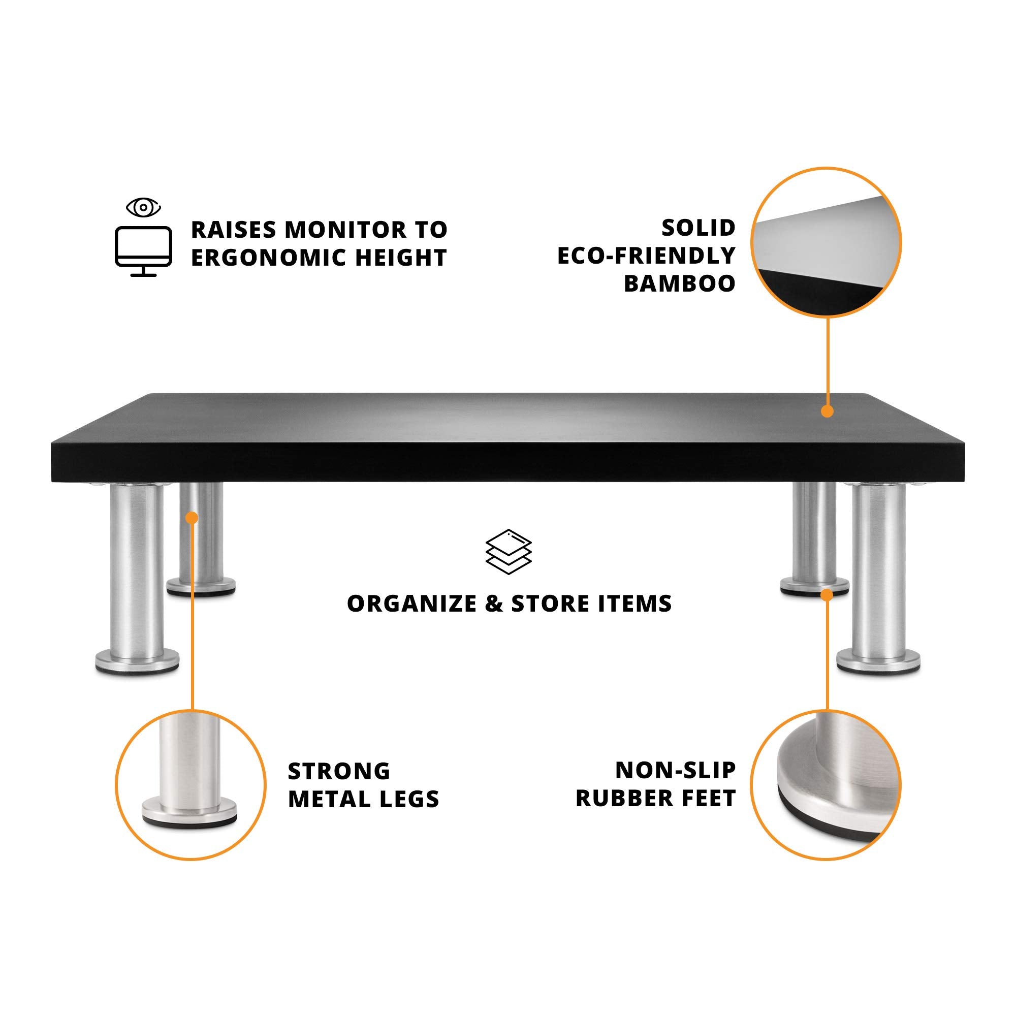 The Original Bamboo Monitor Stand (As Seen On Pbs)   Monitor Riser For Computer Screen Or Laptop   Desk Shelf Adds Storage Space