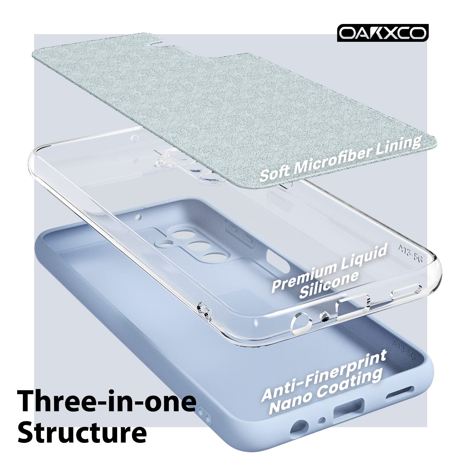 Oakxco For Samsung Galaxy A13 5G Phone Case/A04S Phone Case Liquid Silicone, Slim Soft Rubber Tpu Plain Smooth Gel Cover For Wom