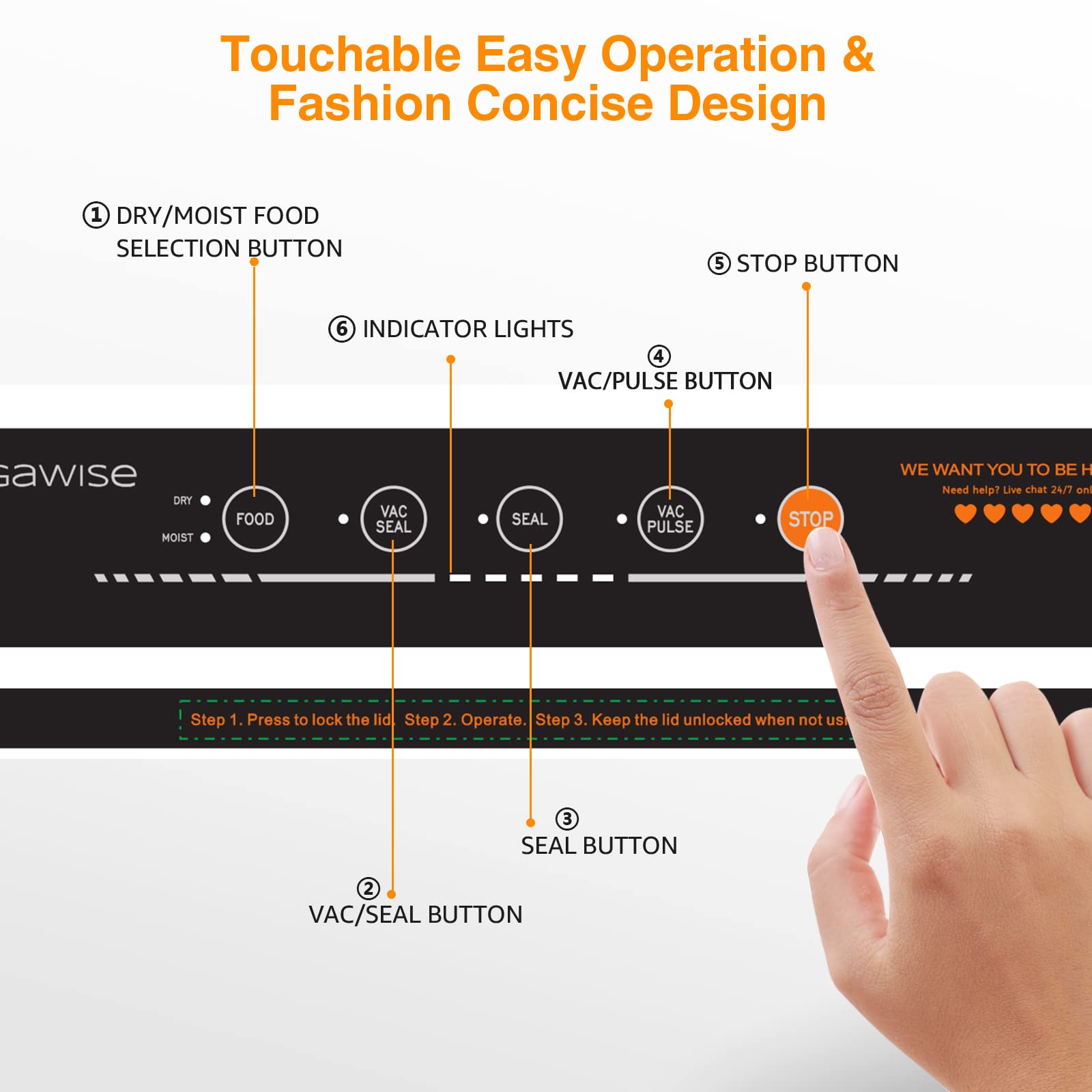 Megawise Vacuum Sealer Machine | 80Kpa Suction Power| Bags And Cutter Included | Compact One Touch Automatic Food Sealer With Ex