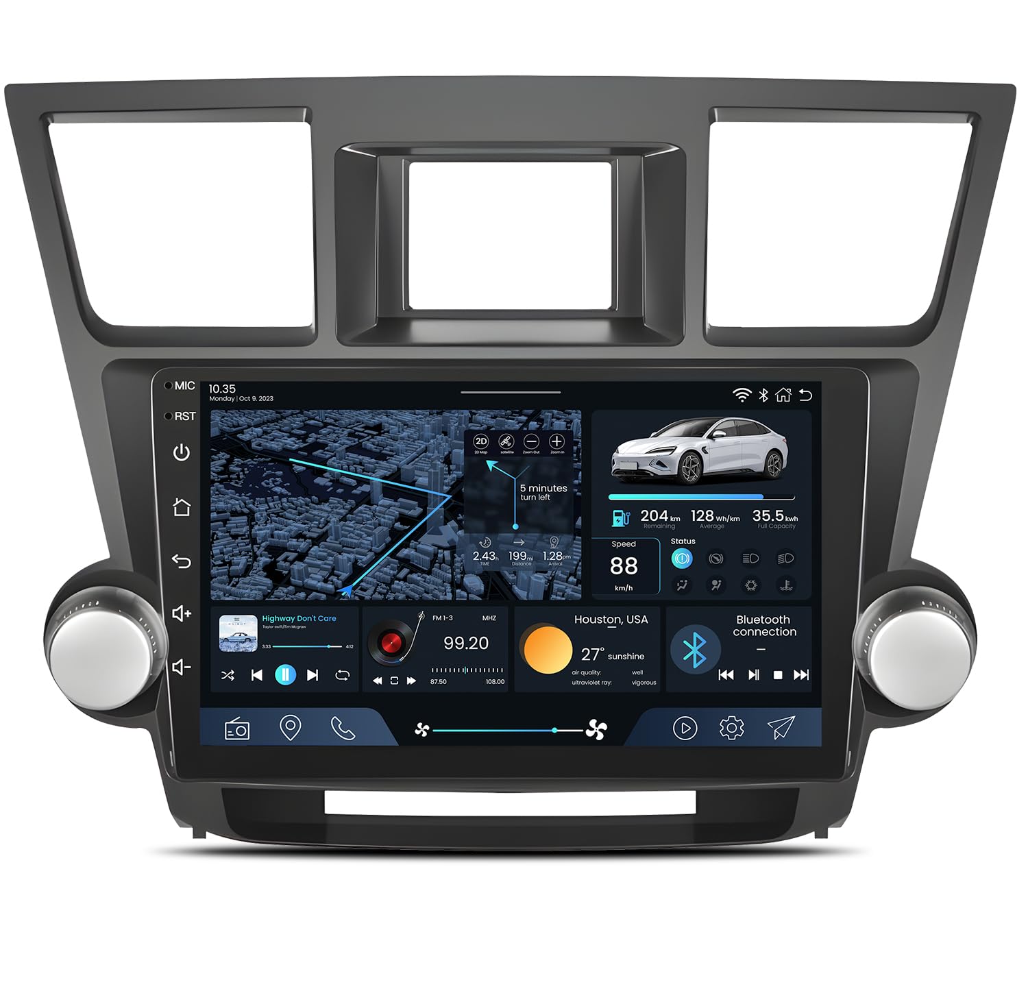 (4Gb+32Gb) 5G Wifi 8 Core Android Car Radio For Toyota Highlander 2008 2013, Car Stereo Gps Navigation With Carplay Android Auto