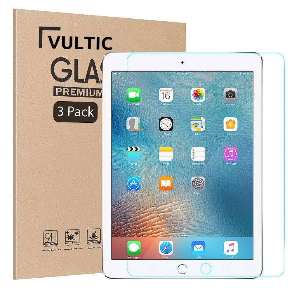 Vultic Screen Protector [3 Pack] For Ipad 9.7 Inch [5Th/6Th Gen 2017/2018], Tempered Glass Film Cover
