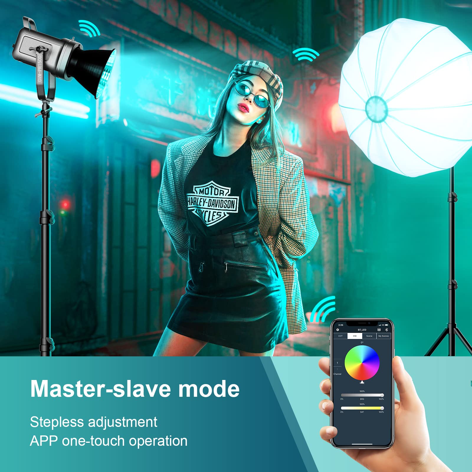 Gvm 150W Led Video Light 2700K~7500K Rgb Video Light Photography Studio Light Kit With Lantern Softbox & Stand, Cri97+Tlci97 Wit