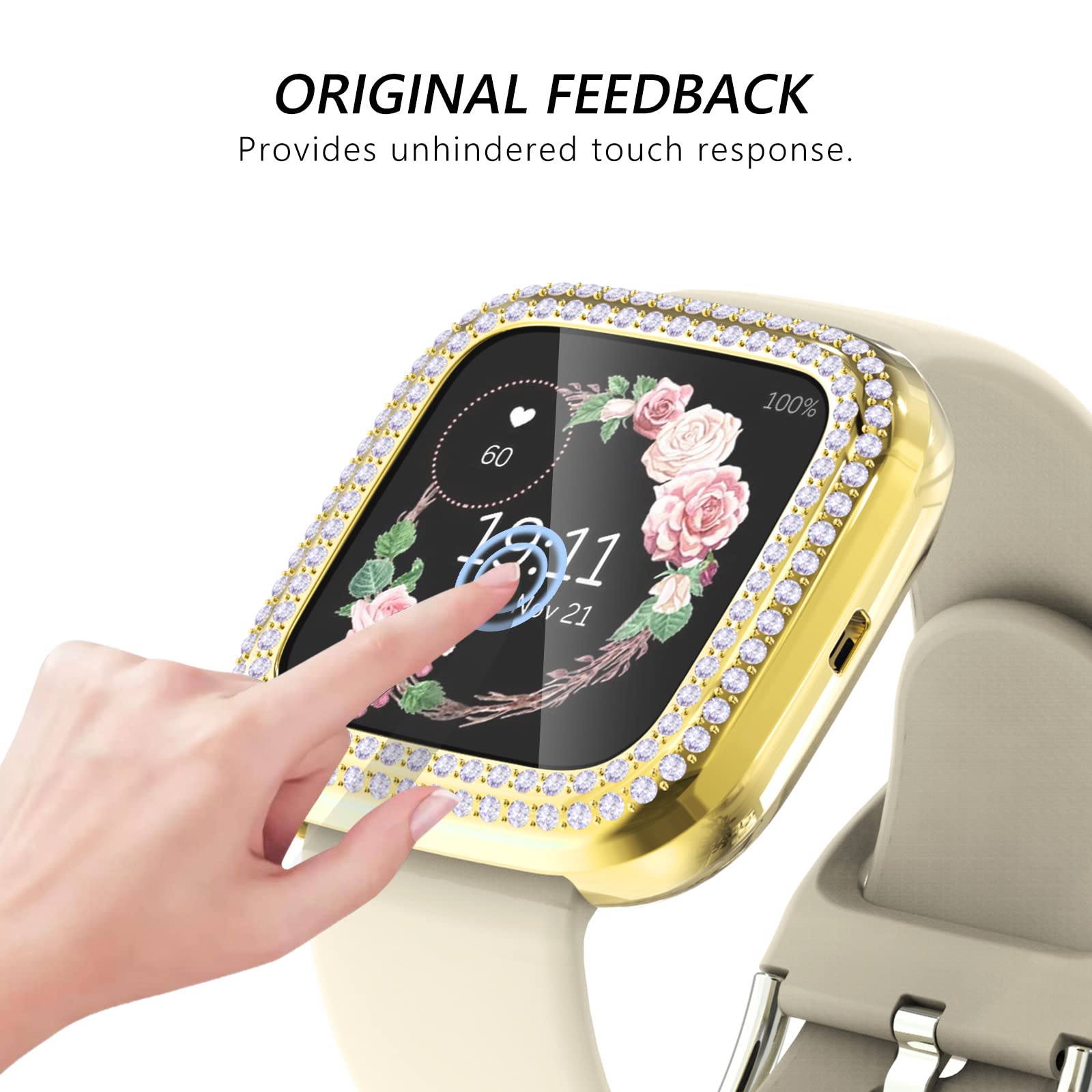 Chanchy 10 Pack Compatible With Fitbit Versa 2 Screen Protector Case, Soft Tpu Full Protective Case Cover Bumper Bling Crystal D