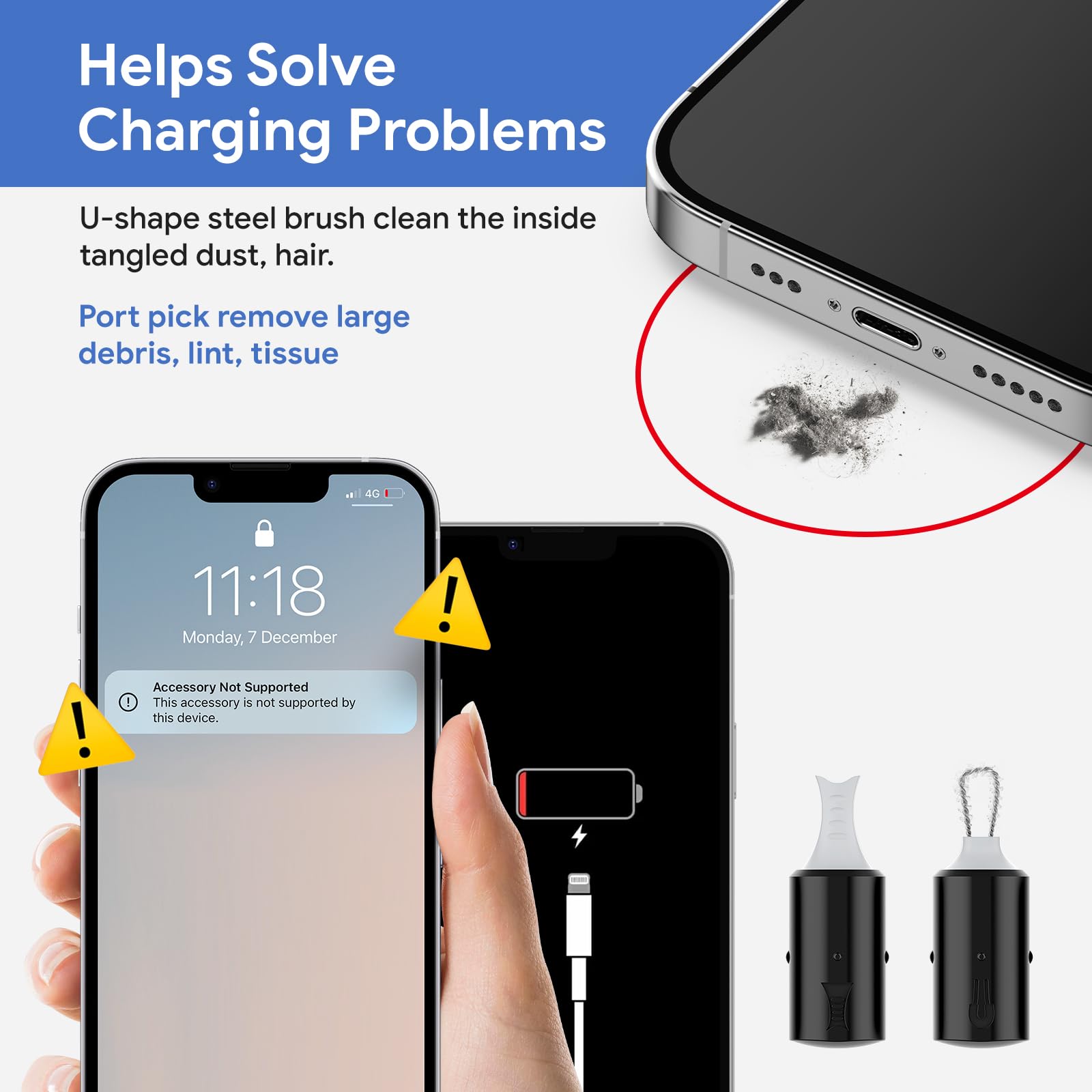 Iphone Cleaning Kit Iphone Cleaner,12 In 1 Port Cleaner Repair & Restore Tool For Airpod Iphone 15 14 13 12 11 Pro Max Ipad Sams