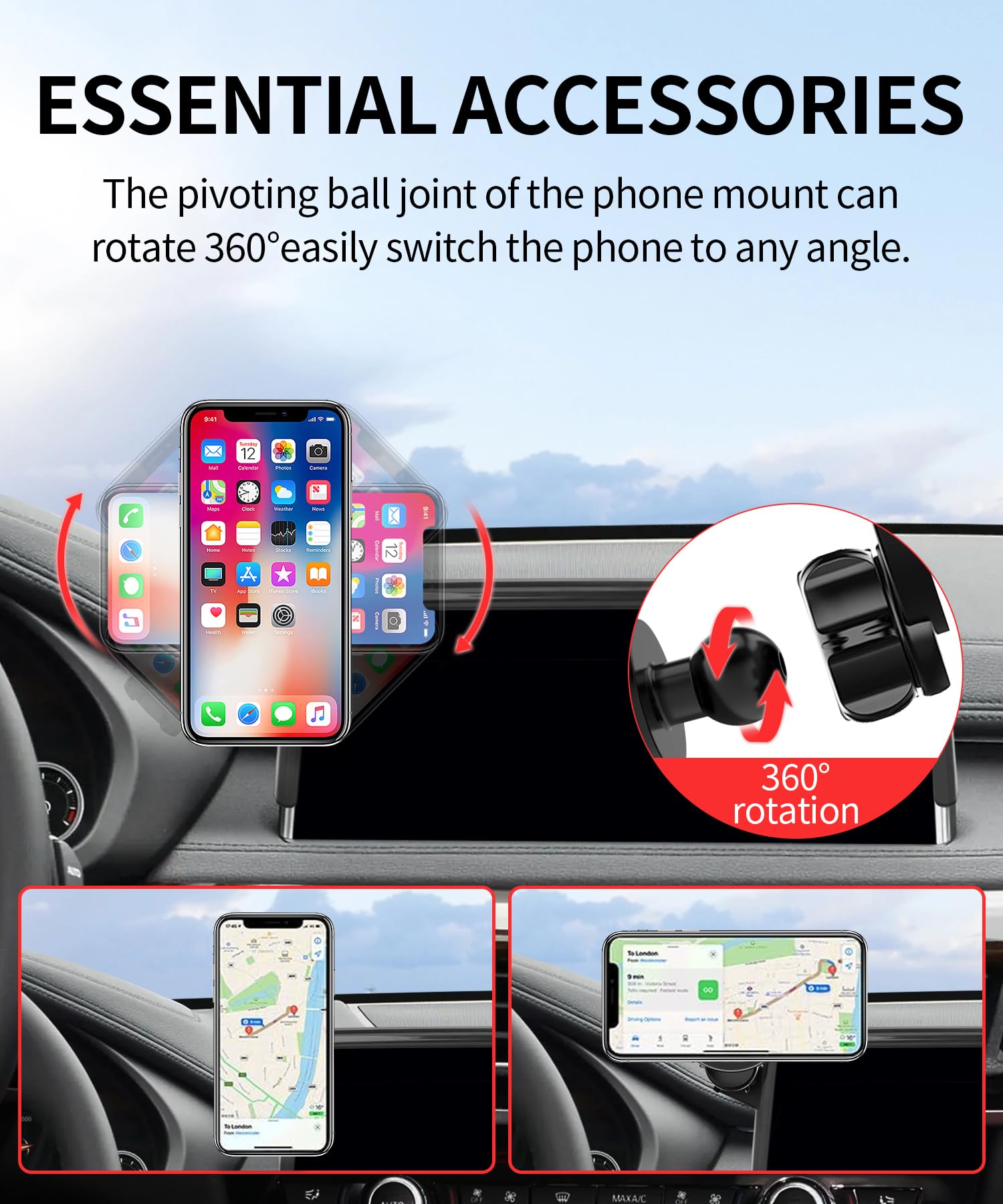 Maserweller Car Phone Holder For 2014-2018 Bmw X5 Accessories / 2015-2019 Bmw X6 Accessories 10.2-Inch Screen Fixed Clip, 360 Ro