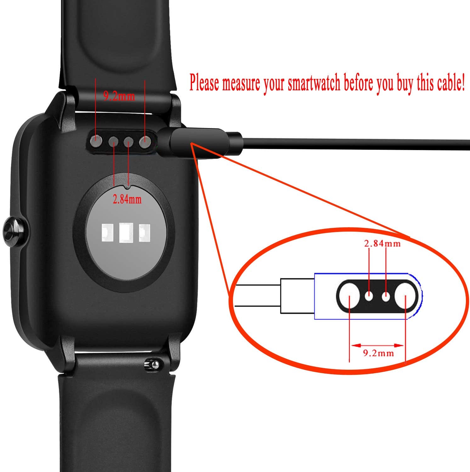 Portable Magnetic Charger With Usb Charging Cable Cord For Smart Watch, Compatible For Id205L Id205U Id205S Series.