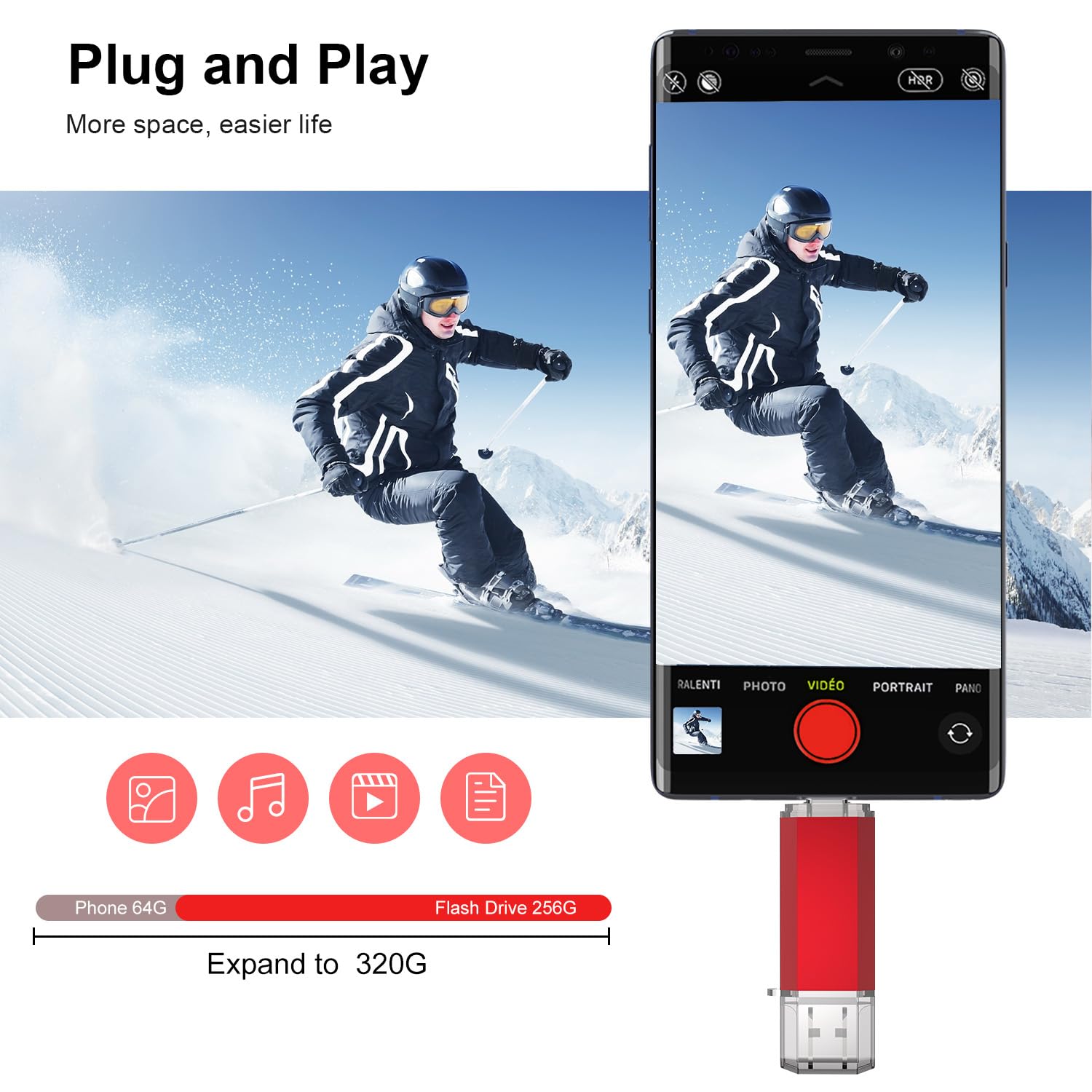 Raoyi 256Gb Usb C Flash Drive Upgraded 130Mb/S 2 In 1 Usb 3.1 Type C Dual Otg Metal Thumb Drive Memory Stick With Keychain Suitable For Usb C Smartphones, Pc, Macbooks And Tablets (Red)