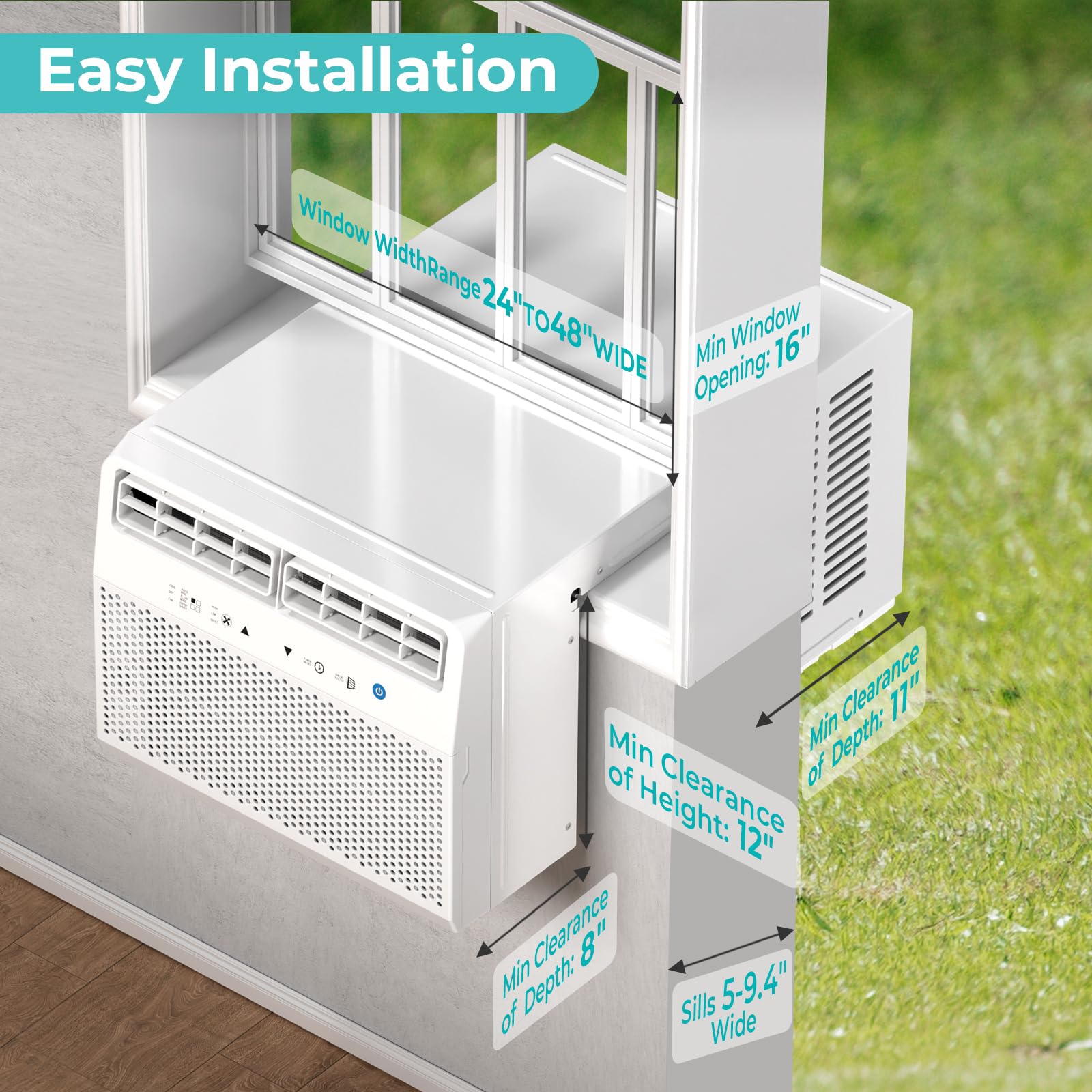Antarctic Star U-Shaped Air Conditioner Window Unit 10000Btu, Cools Up To 450 Sq. Ft, Quiet Window Air Conditioner, Saddle Windo