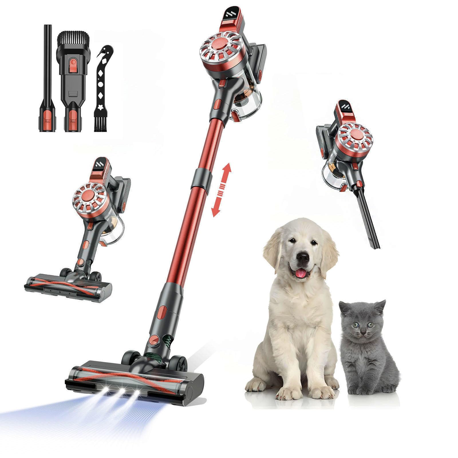 Wlotpo Cordless Vacuum Cleaners For Home With Powerful Suction,Stick Vacuum Cordless Rechargeable,Up To 35 Mins Runtime,Lightwei