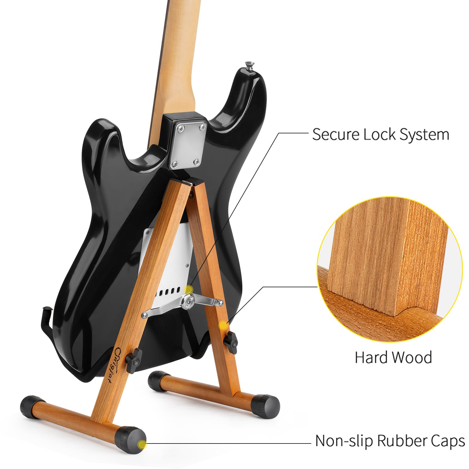 Snigjat Wood Guitar Stand, Acoustic Guitar Stand, A Frame Folding Electric Guitar Display Stand With Padded Foam, Bass Wooden Gu
