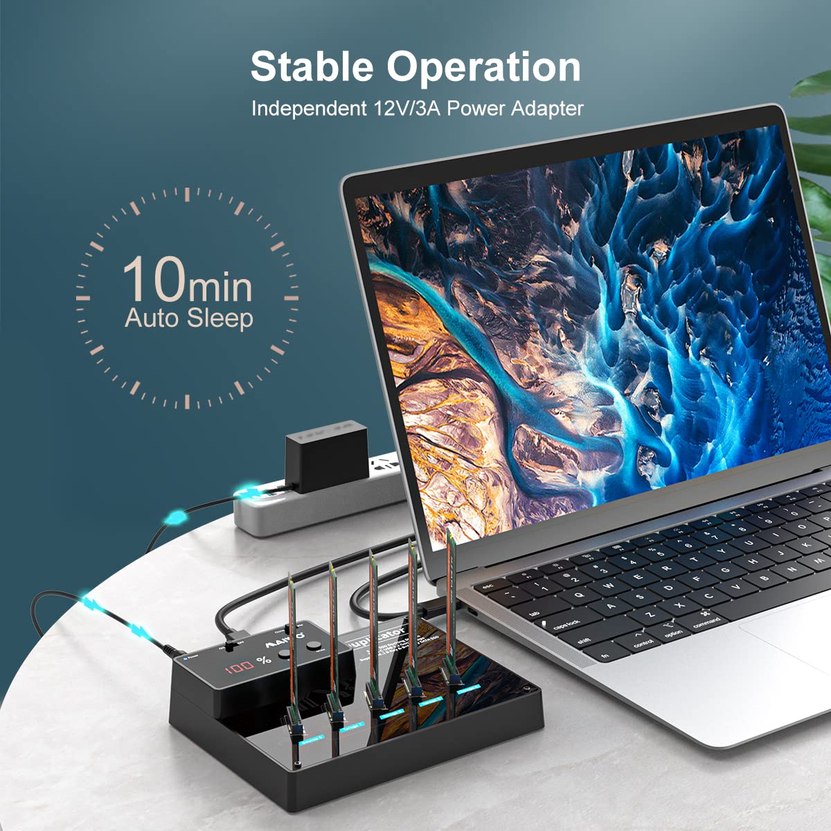 Maiwo 5 Bay M.2 Sata Ngff Duplicator Cloner, 5Gbps Usb 3.0 To M.2 Sata Ngff Ssd Adapter Docking Station, 20Tb Capacity, Tool Free