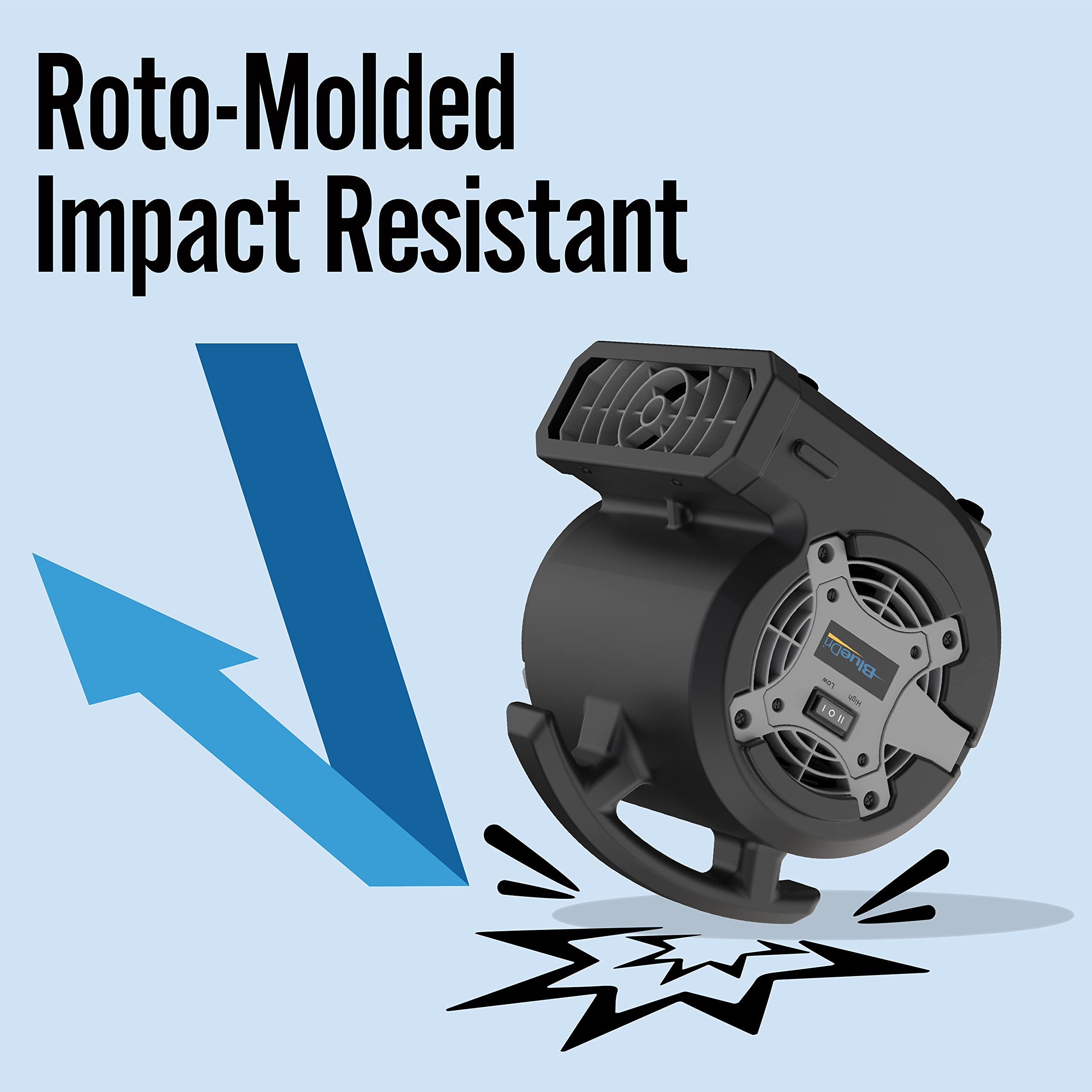 Lasko Bluedri Portable 1/8 Hp Mini Multi Purpose Air Mover Blower Utility Fan For Home, Carpet And Floor Drying, Black, Bd Vp 15