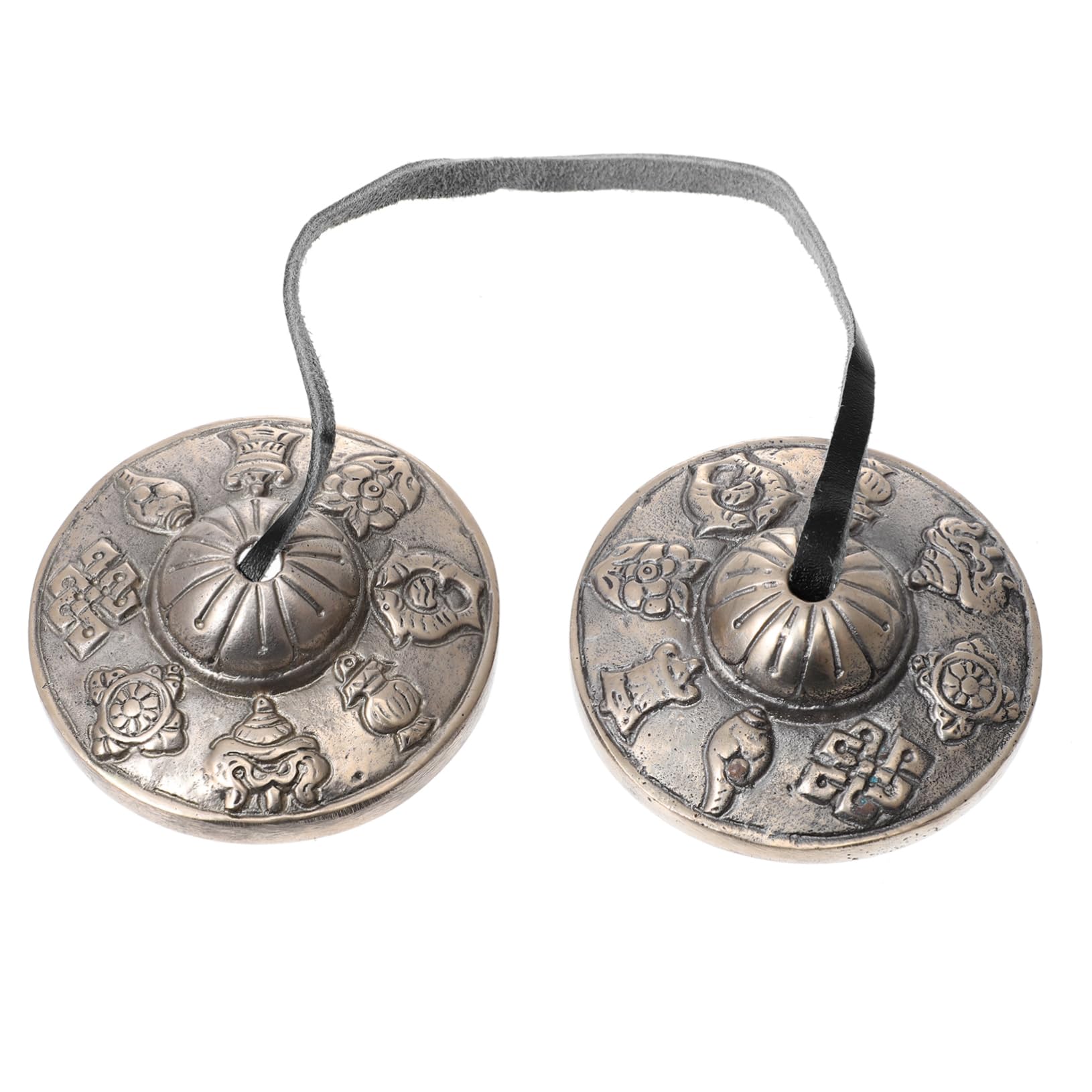 HYTROVE Tibetan Copper Tingsha Cymbals Bell for Meditation and Yoga Handcrafted Small Brass Instrument Auspicious Eight Symbols 