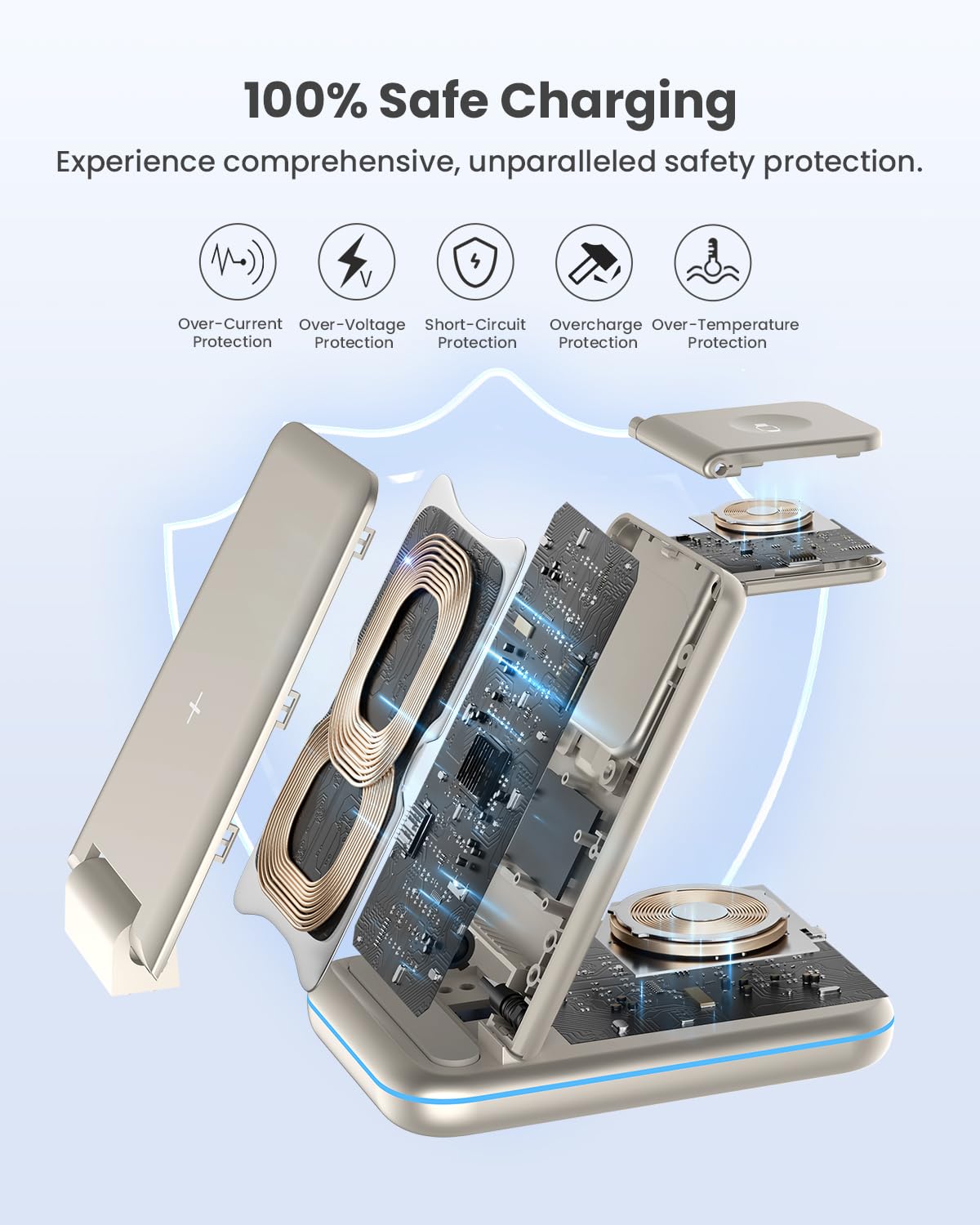 Wireless Charging Station   Geekera 3 In 1 Foldable Wireless Charger Stand For Iphone 15/14 13 12 11 Pro Max/X/8, Charging Stati