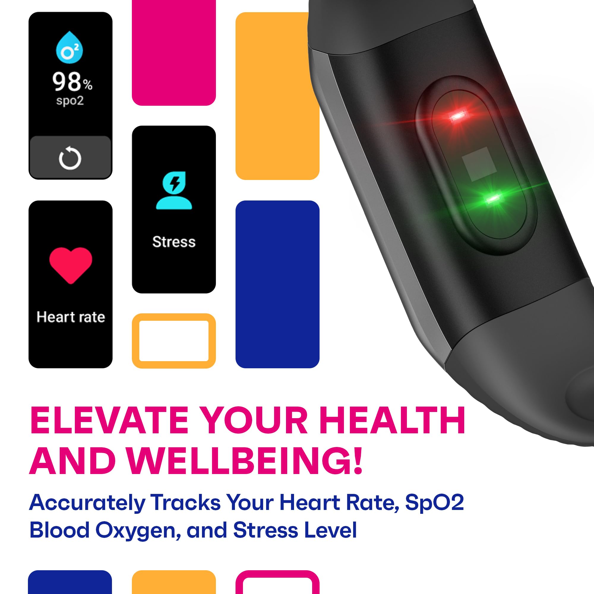 Octandra Active 2 Veryfit Fitness Tracker Heart Rate Spo2 Blood Oxygen Saturation Sleep Monitor Step Counter Pedometer Ip68 Wate