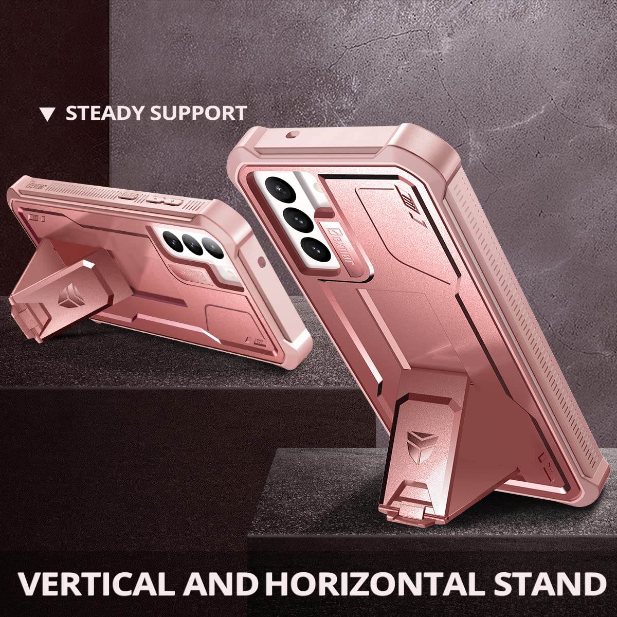 Dexnor For Samsung Galaxy S21 Fe Case, [Built In Screen Protector And Kickstand] Heavy Duty Military Grade Protection Shockproof