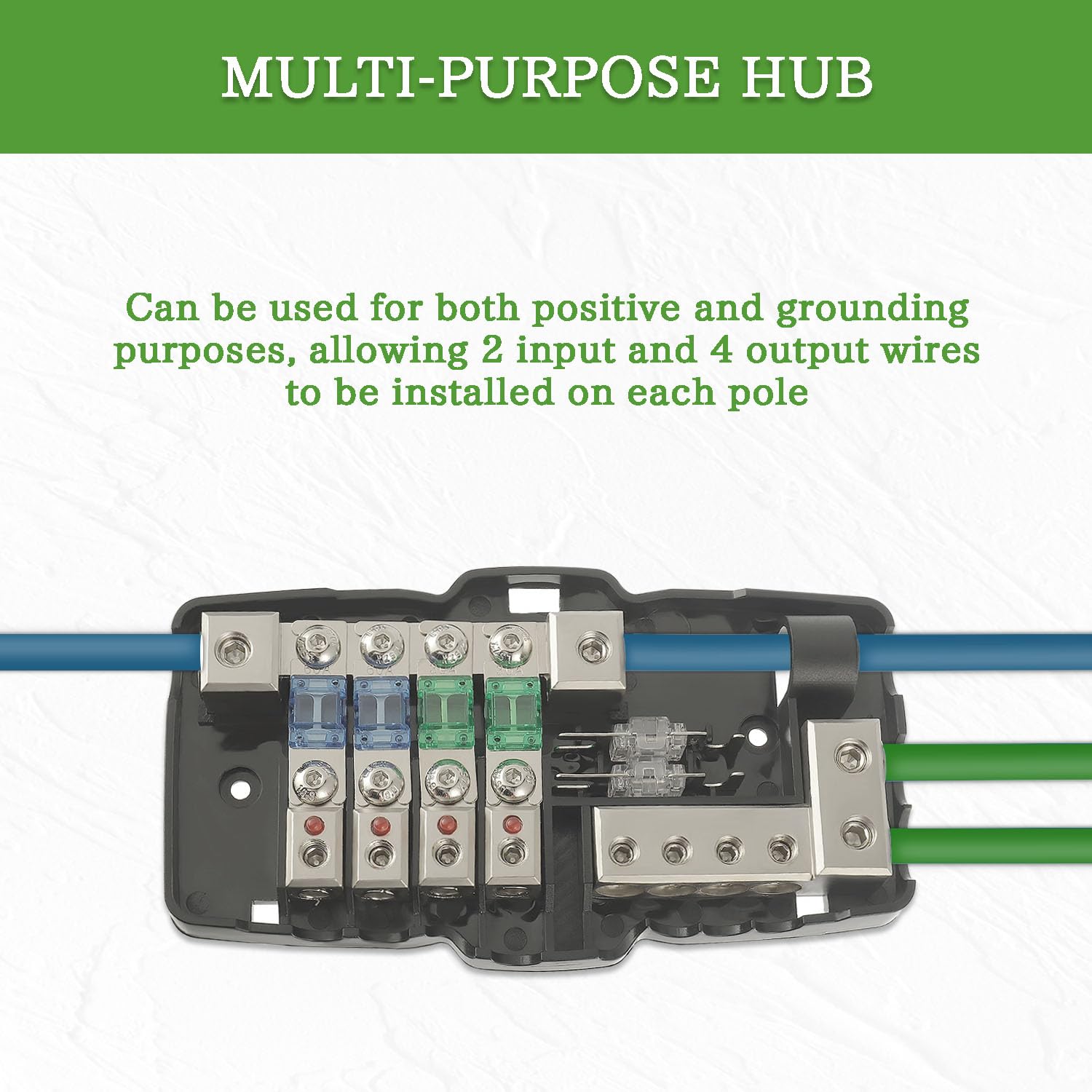 Sigandg Car Audio Distribution Block Fuse Holder Car Stereo 4 Way Midi (Mini Anl) Fuse Block 0/4 Gauge Fuse Block With Red Indic