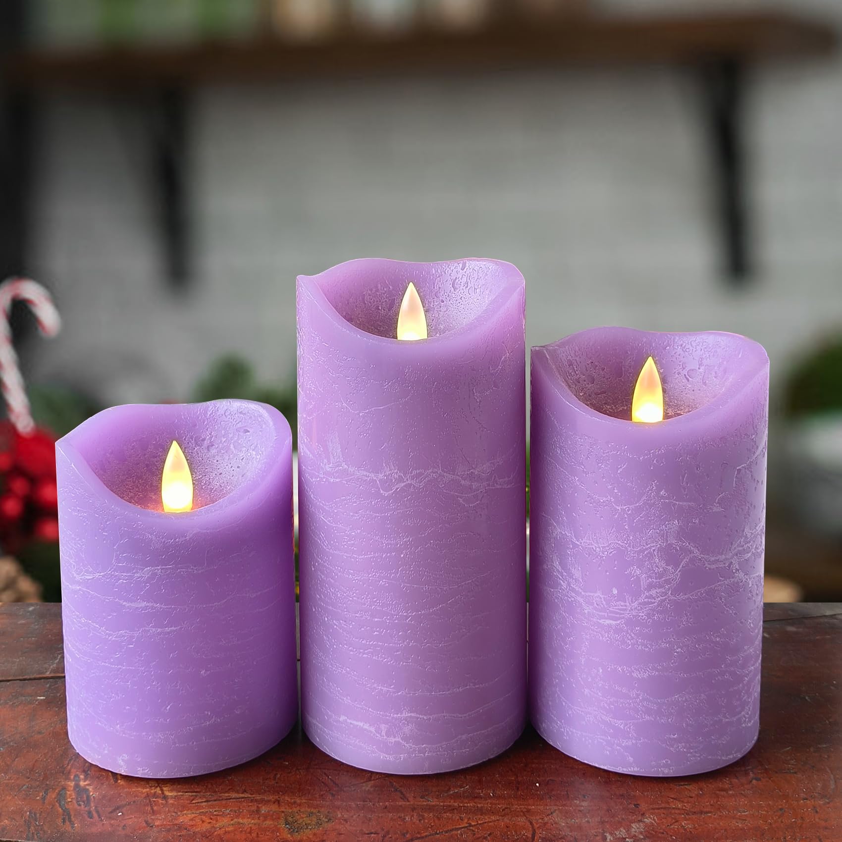 EZiKitchen Real Wax Flameless Candles Set of 3 (D 3 x H 4 5 6) Battery Operated LED Candle with Timer Home Decorative Pillar Fli