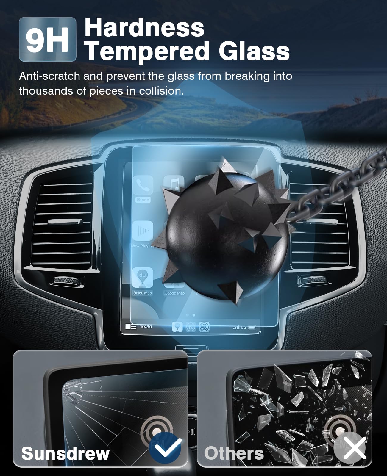 Sunsdrew 2Pcs Volvo Screen Protector For Volvo Xc40 Xc60 2018 2024/S60 S90 V60 19 24/Xc90 16 24/V90 17 24,8.7 Inch Anti Glare Tempered Glass Touchscreen Protector For Volvo Accessories Matte