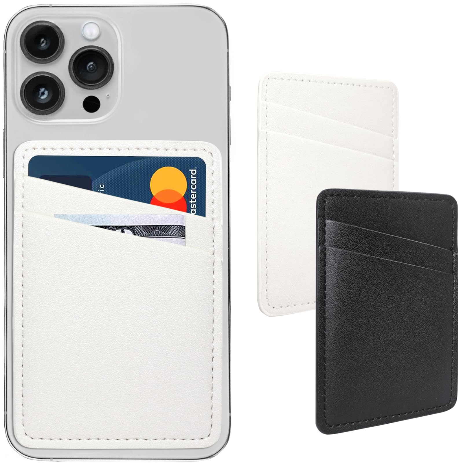 Phone Wallet Stick On, Leather Phone Card Holder, Credit Card Holder For Phone Case Compatible With Iphone, Samsung And Android